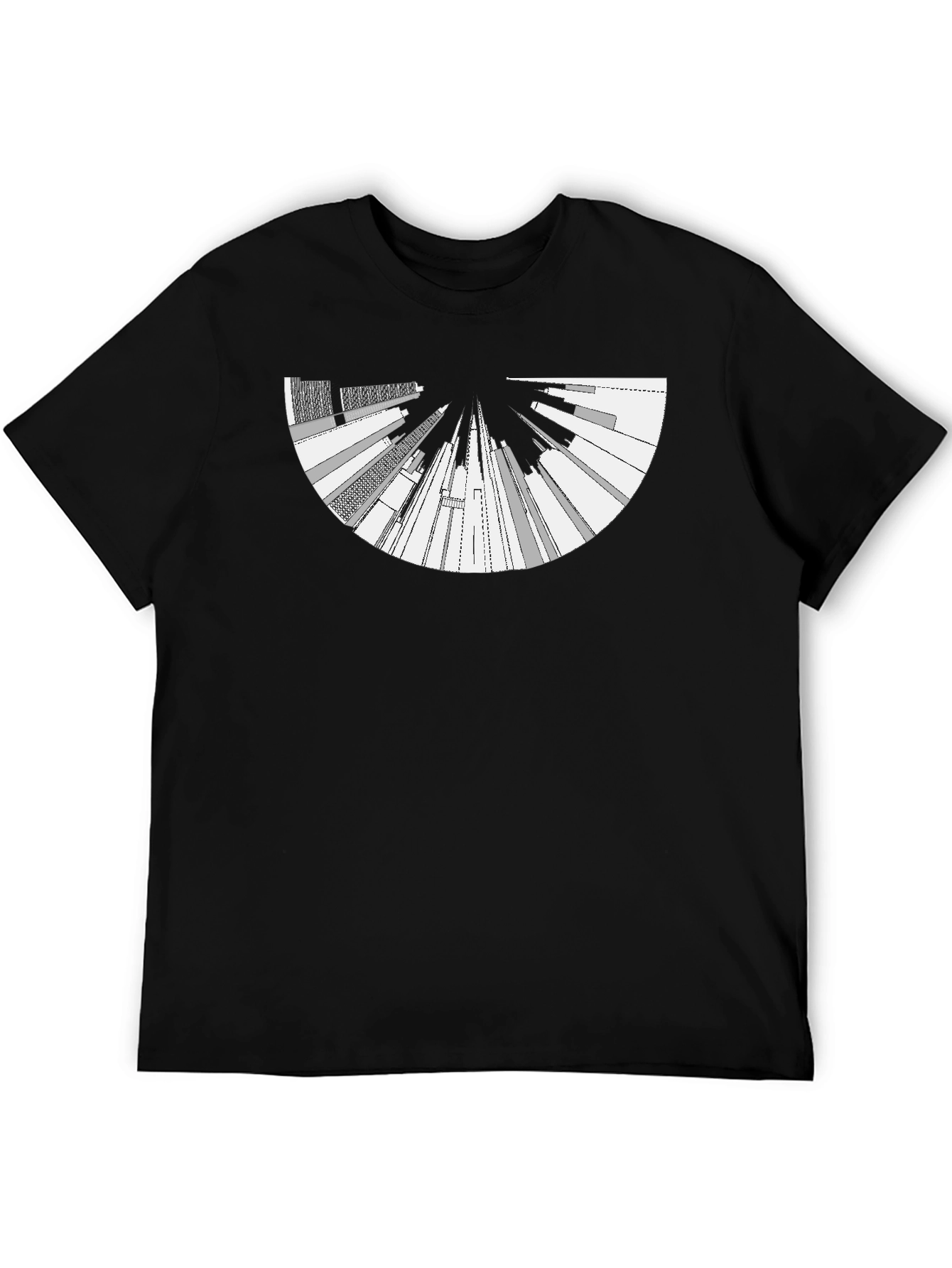 Camiseta Negra con Diseño Abstracto Urbano