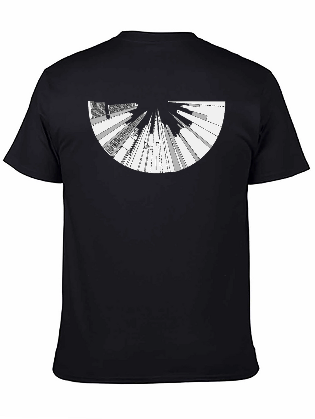 Camiseta Negra con Diseño Abstracto Urbano