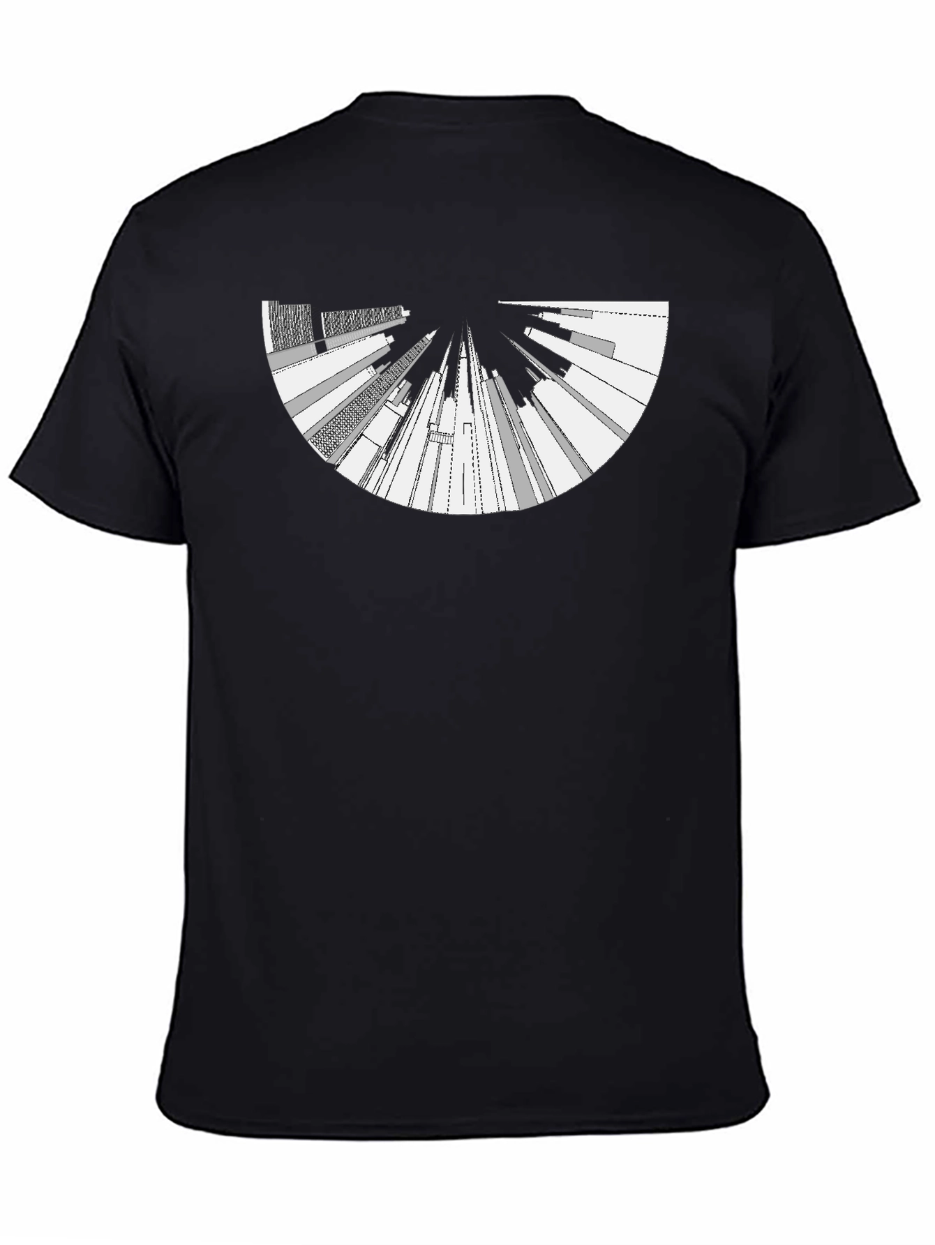 Camiseta Negra con Diseño Abstracto Urbano
