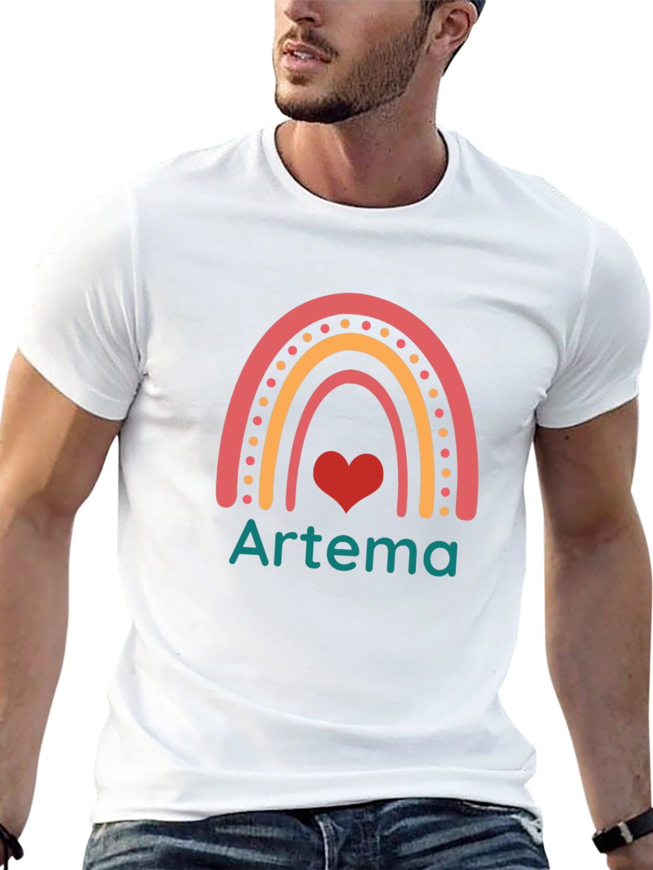 Camiseta Negra Arcoíris Artema Corazón