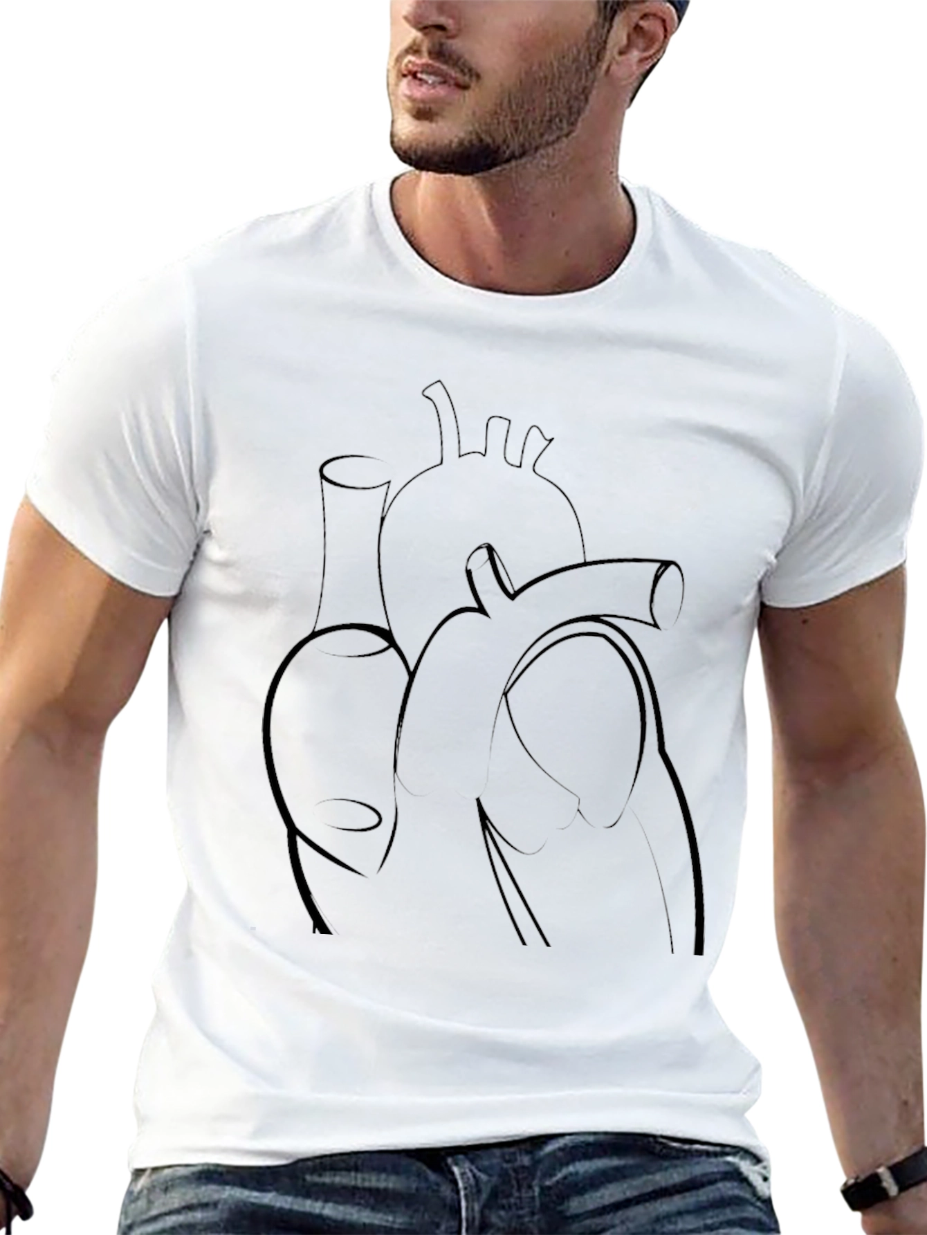 Camiseta Negra con Diseño de Corazón Minimalista
