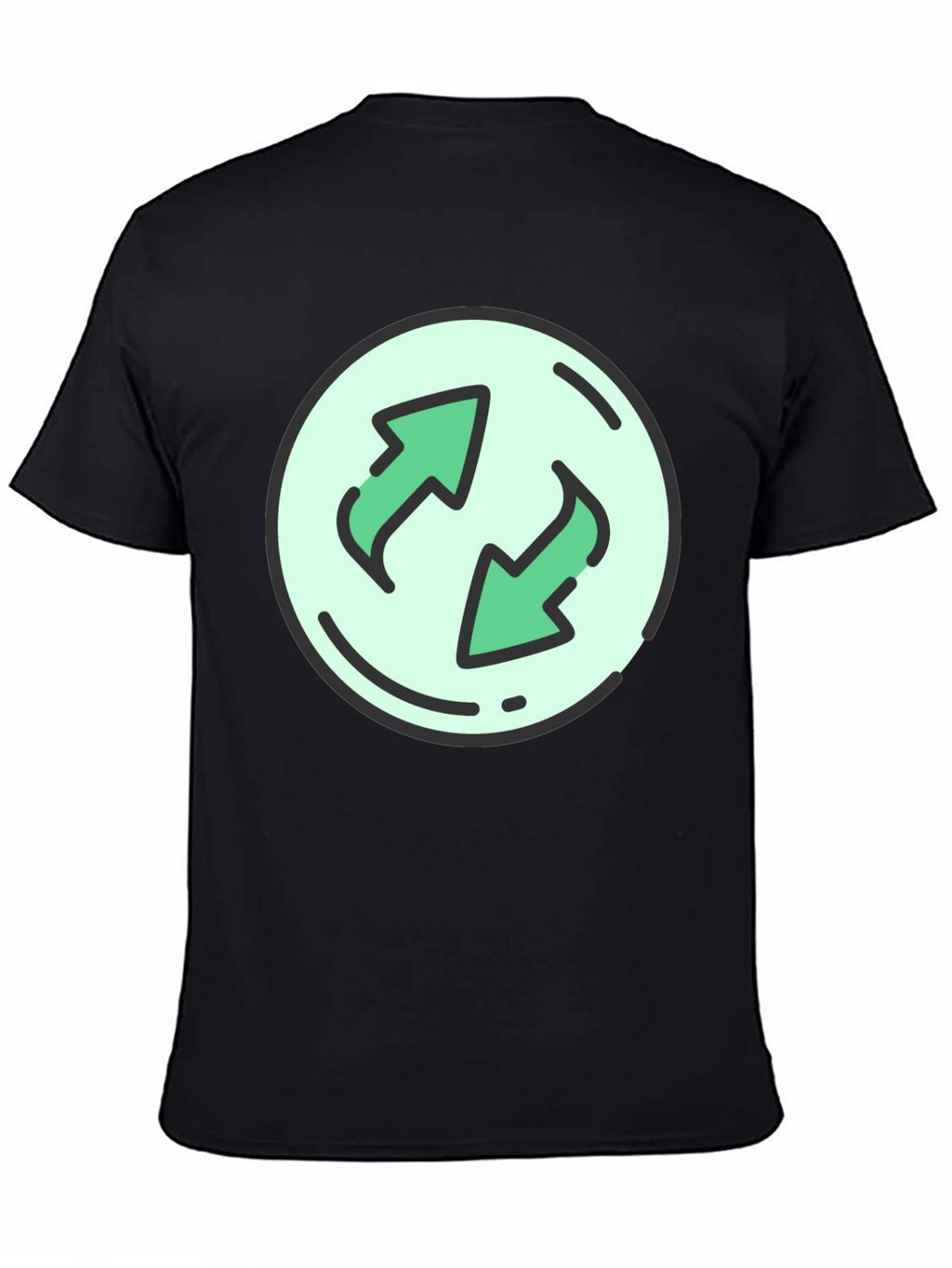 Camiseta Negra con Diseño de Flechas Circulares