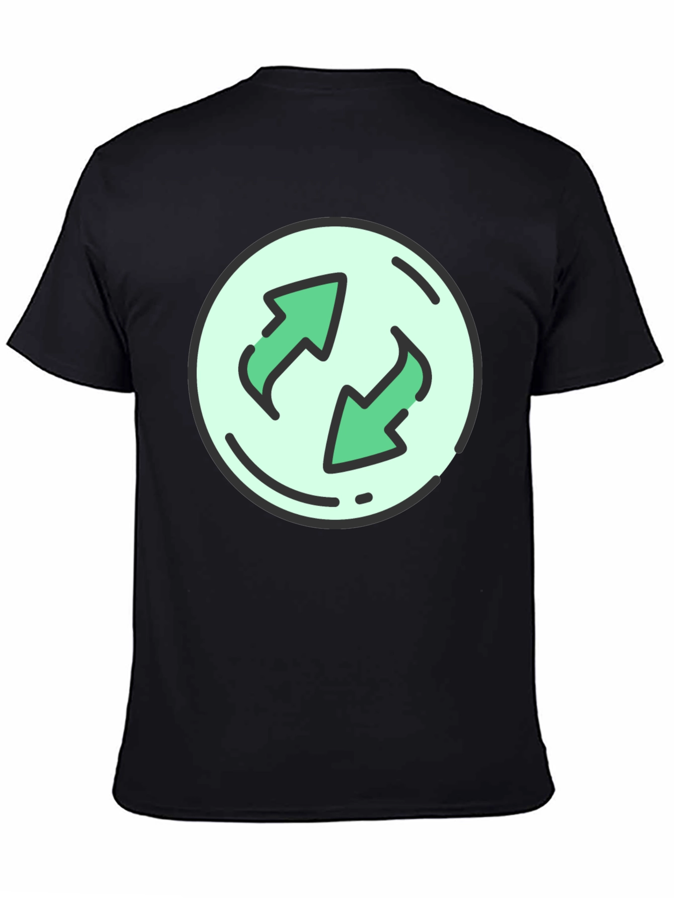 Camiseta Negra con Diseño de Flechas Circulares