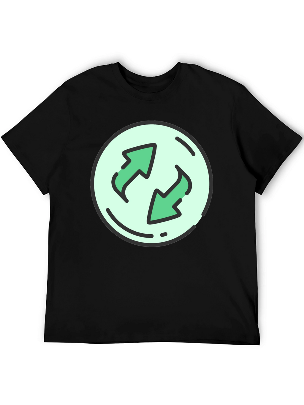 Camiseta Negra con Diseño de Flechas Circulares