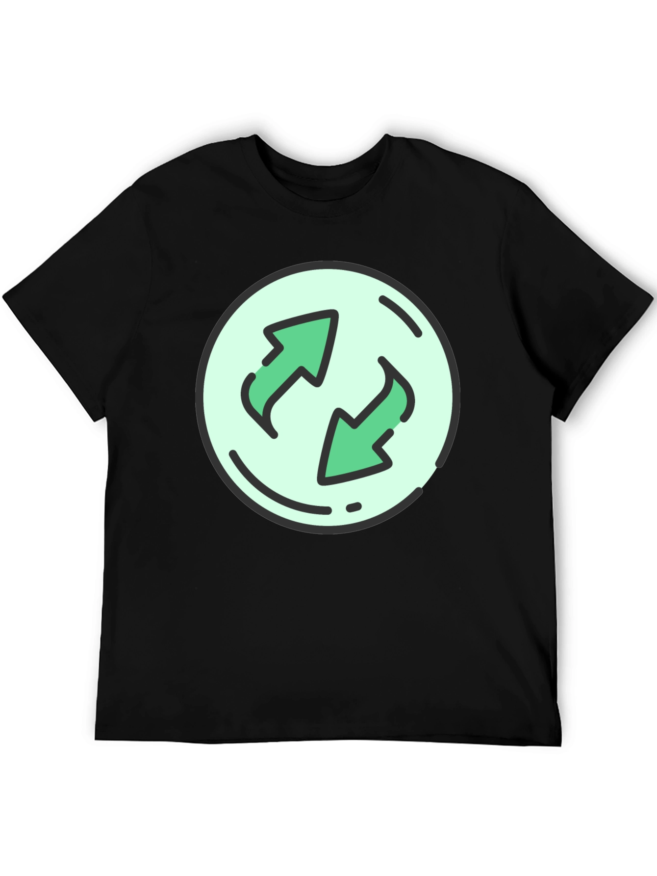 Camiseta Negra con Diseño de Flechas Circulares