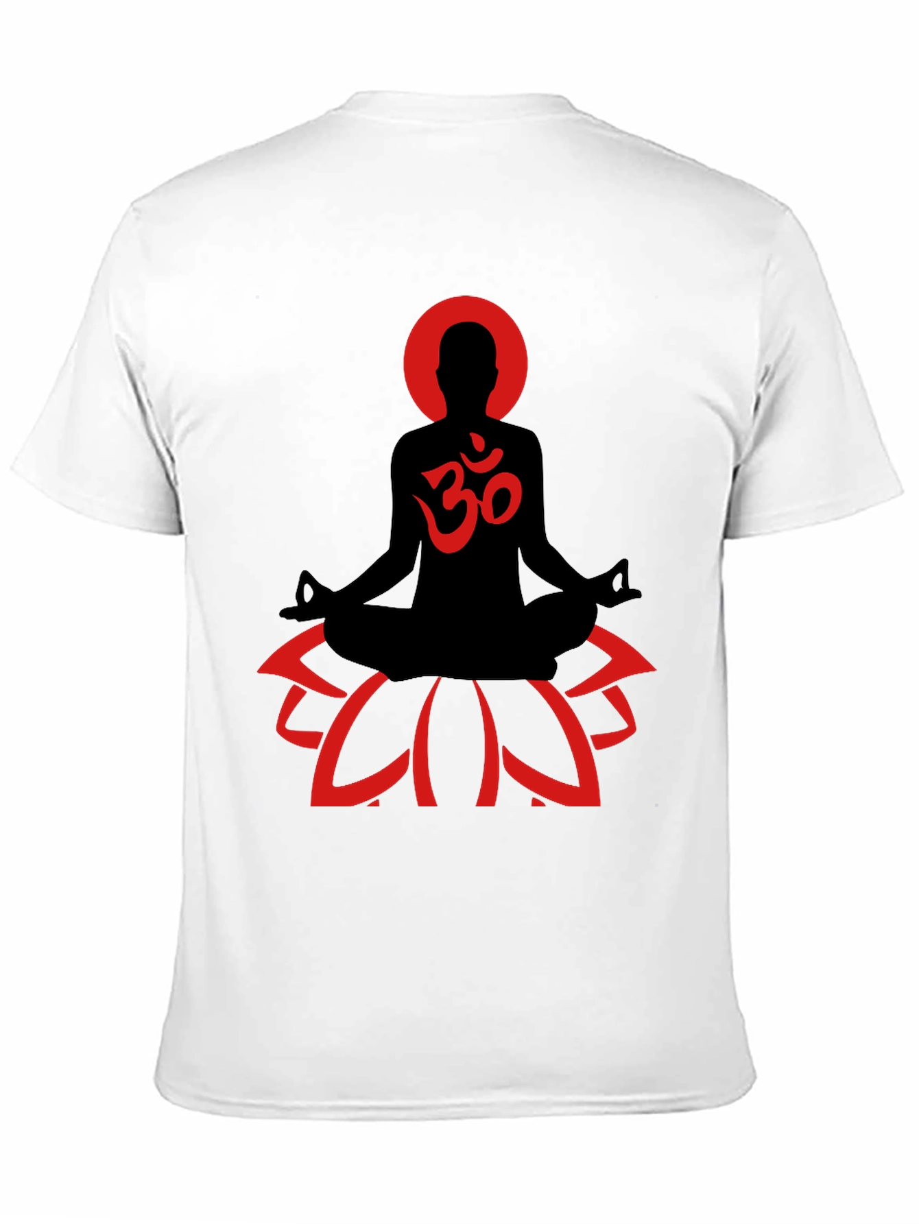 Camiseta Hombre Negra Diseño Yoga Om Flor de Loto