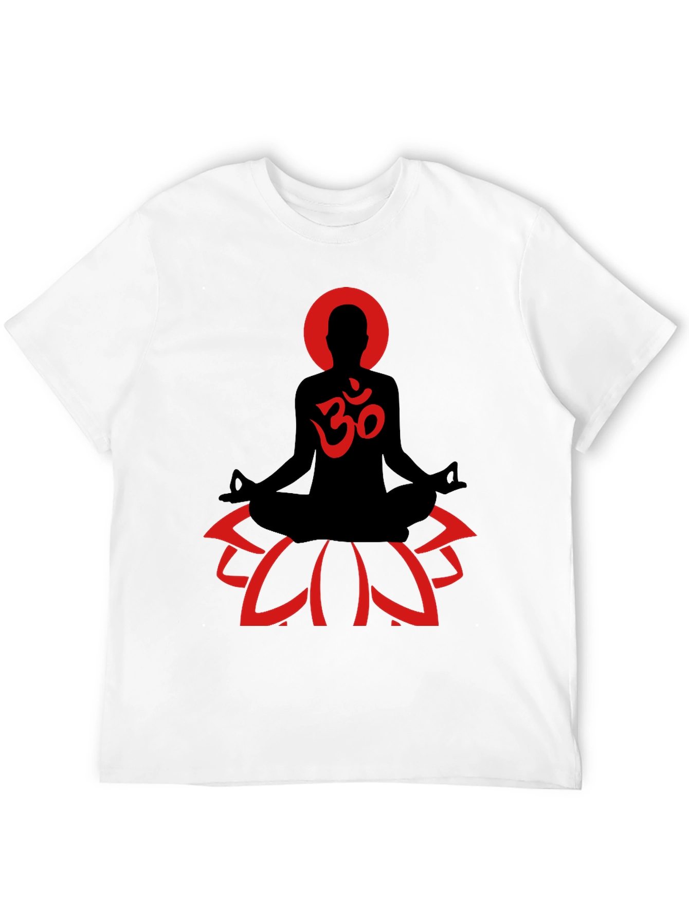 Camiseta Hombre Negra Diseño Yoga Om Flor de Loto