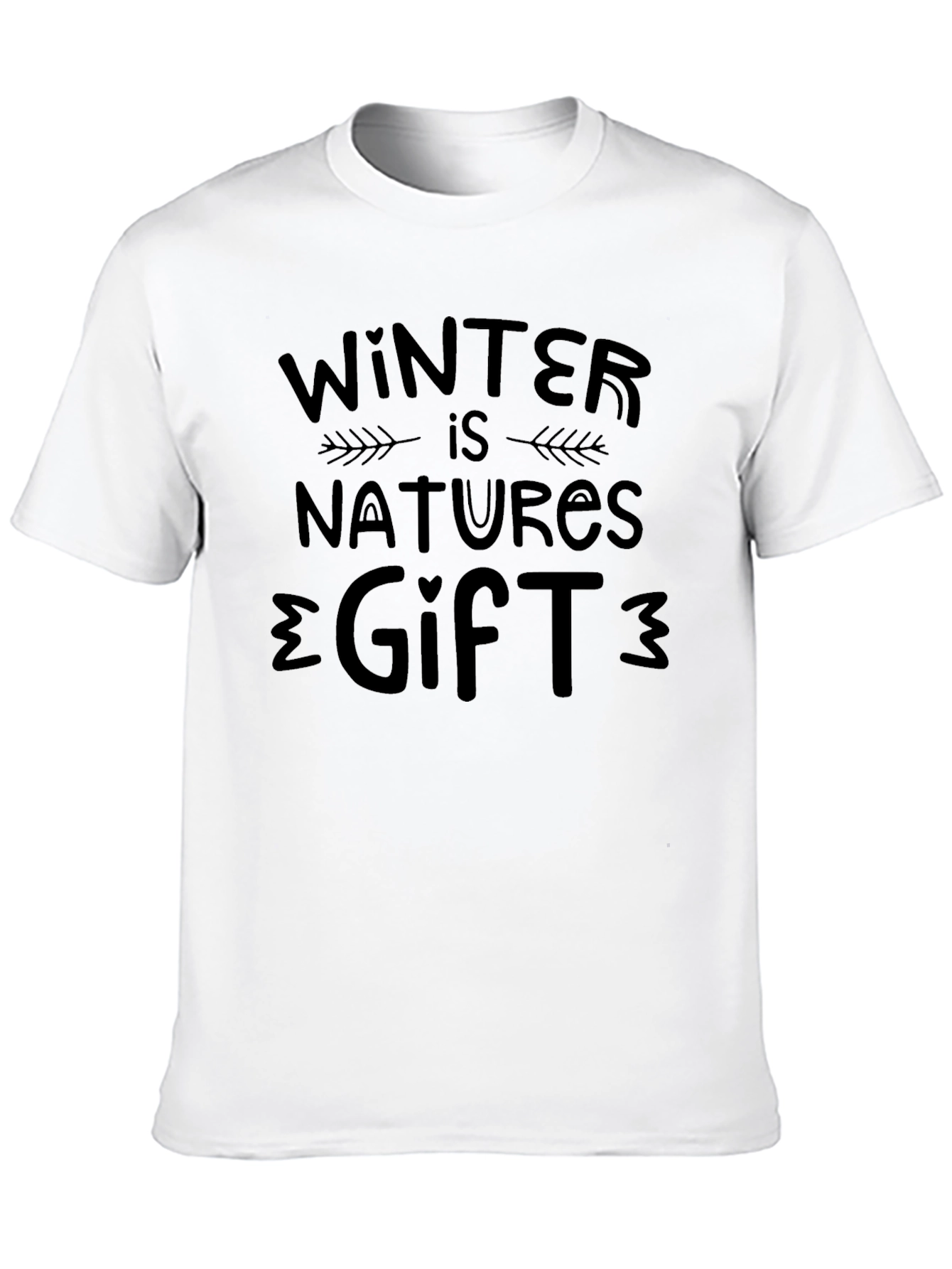 Camiseta Negra con Diseño de Invierno