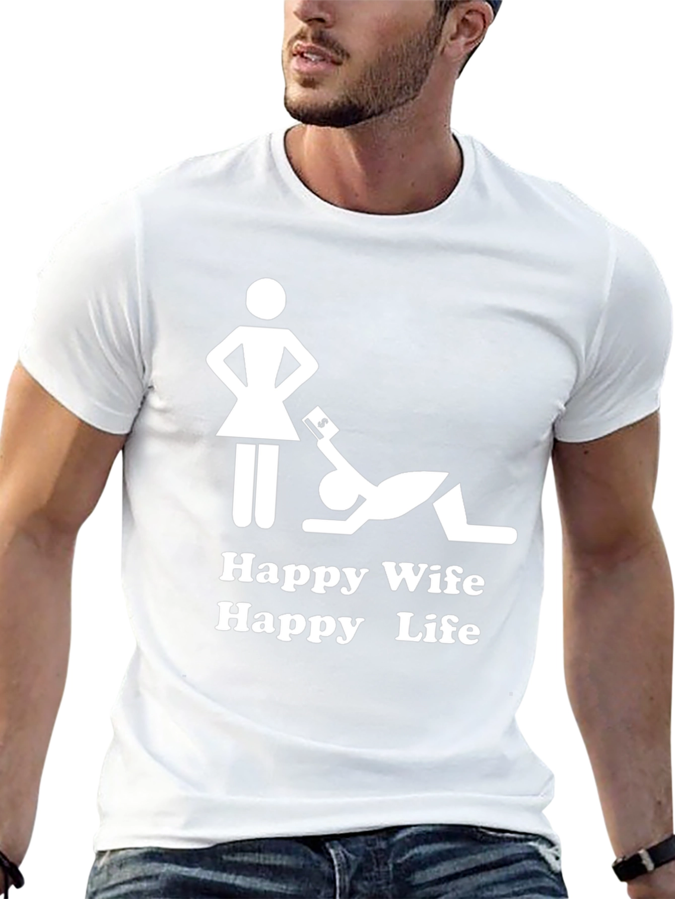 Camiseta Hombre: Esposa Feliz Vida Feliz
