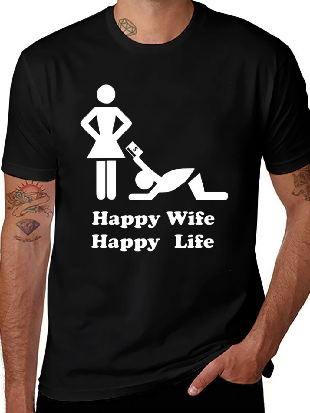 Camiseta Hombre: Esposa Feliz Vida Feliz