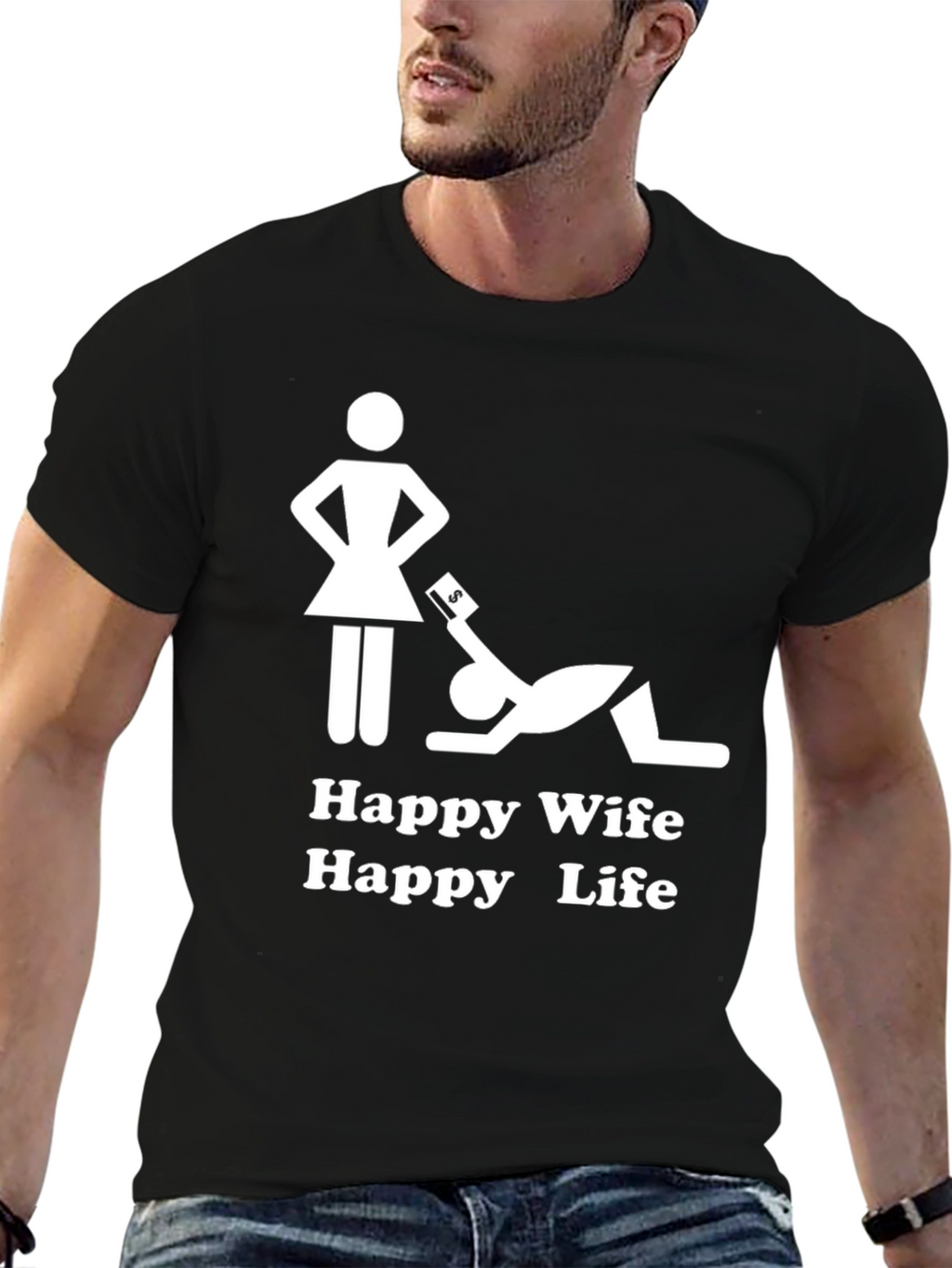Camiseta Hombre: Esposa Feliz Vida Feliz