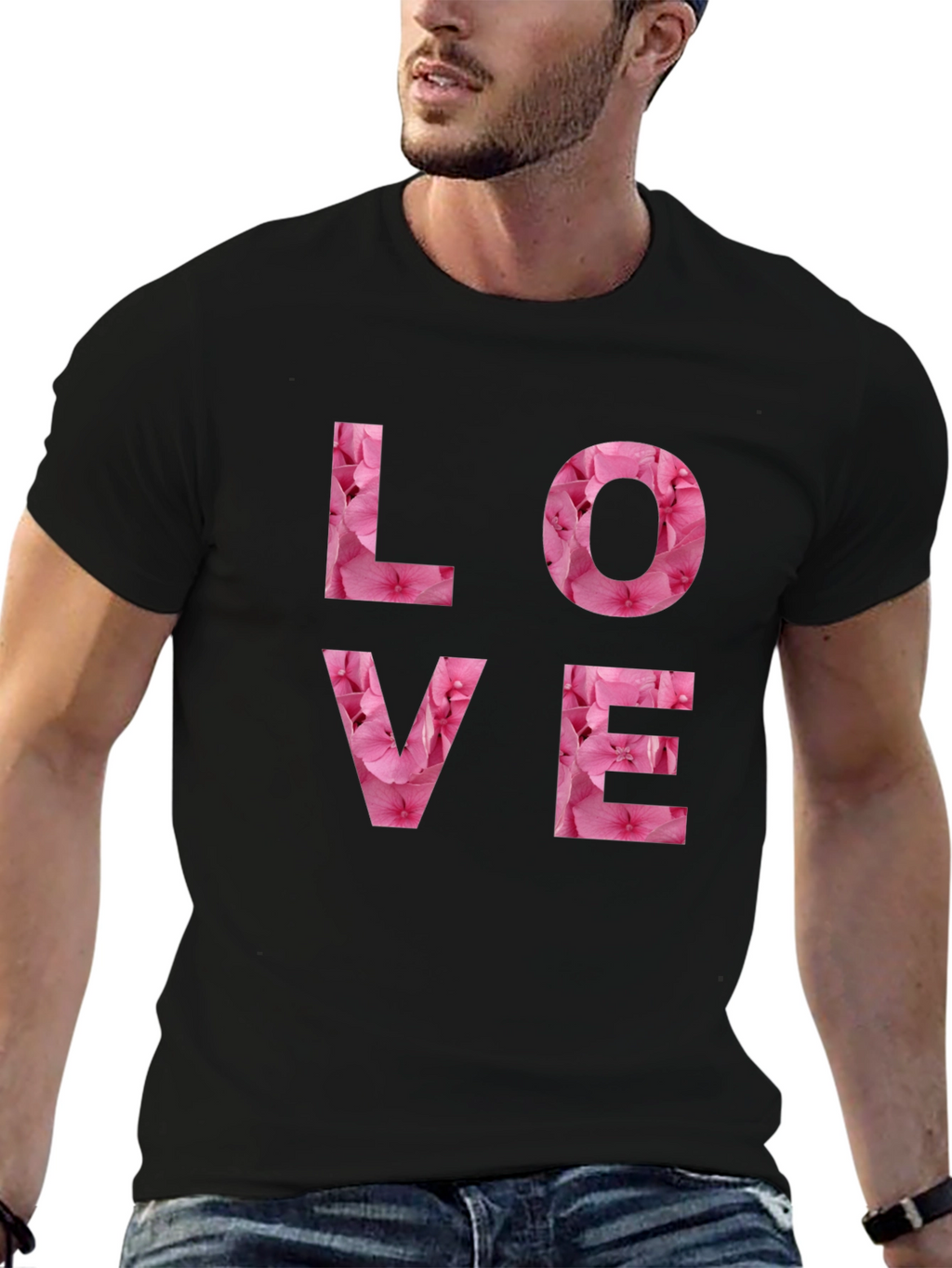 Camiseta Negra Amor Floral