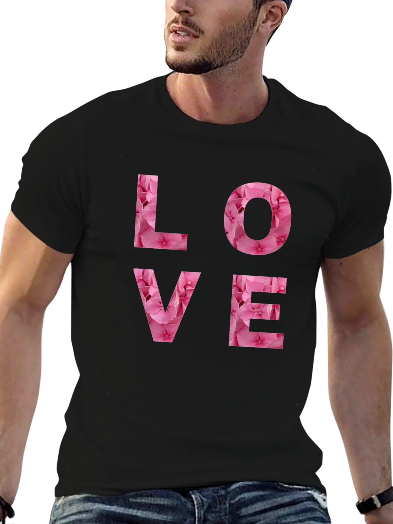 Camiseta Negra Amor Floral