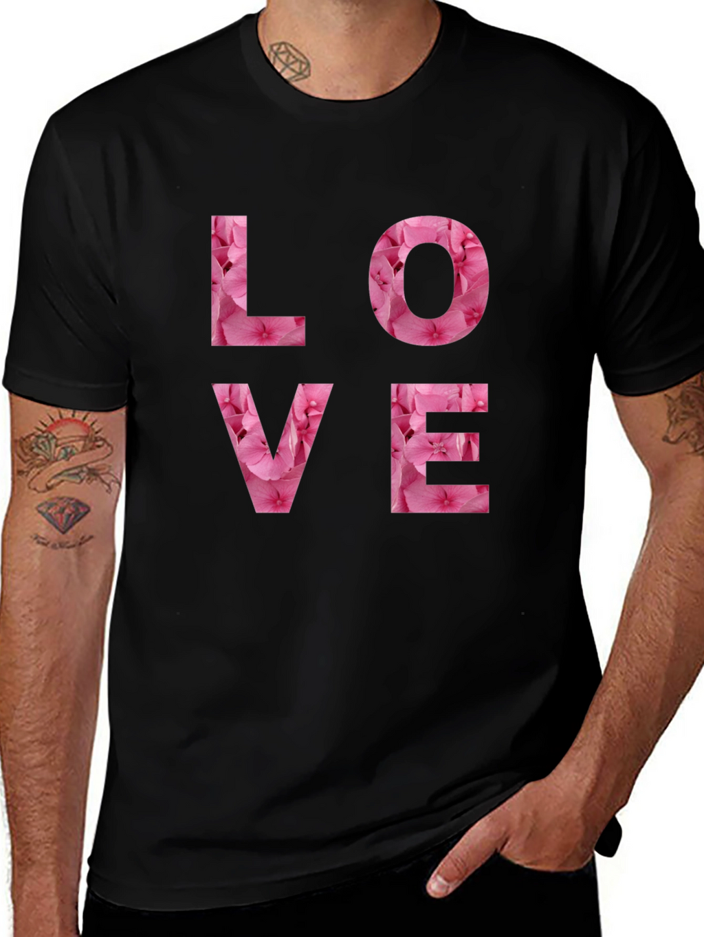 Camiseta Negra Amor Floral