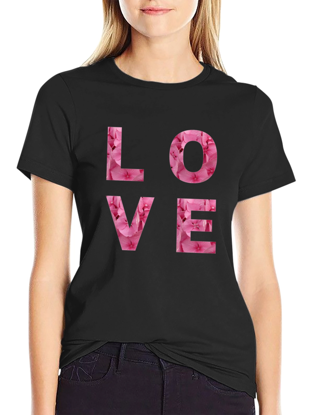 Camiseta Negra Amor Floral