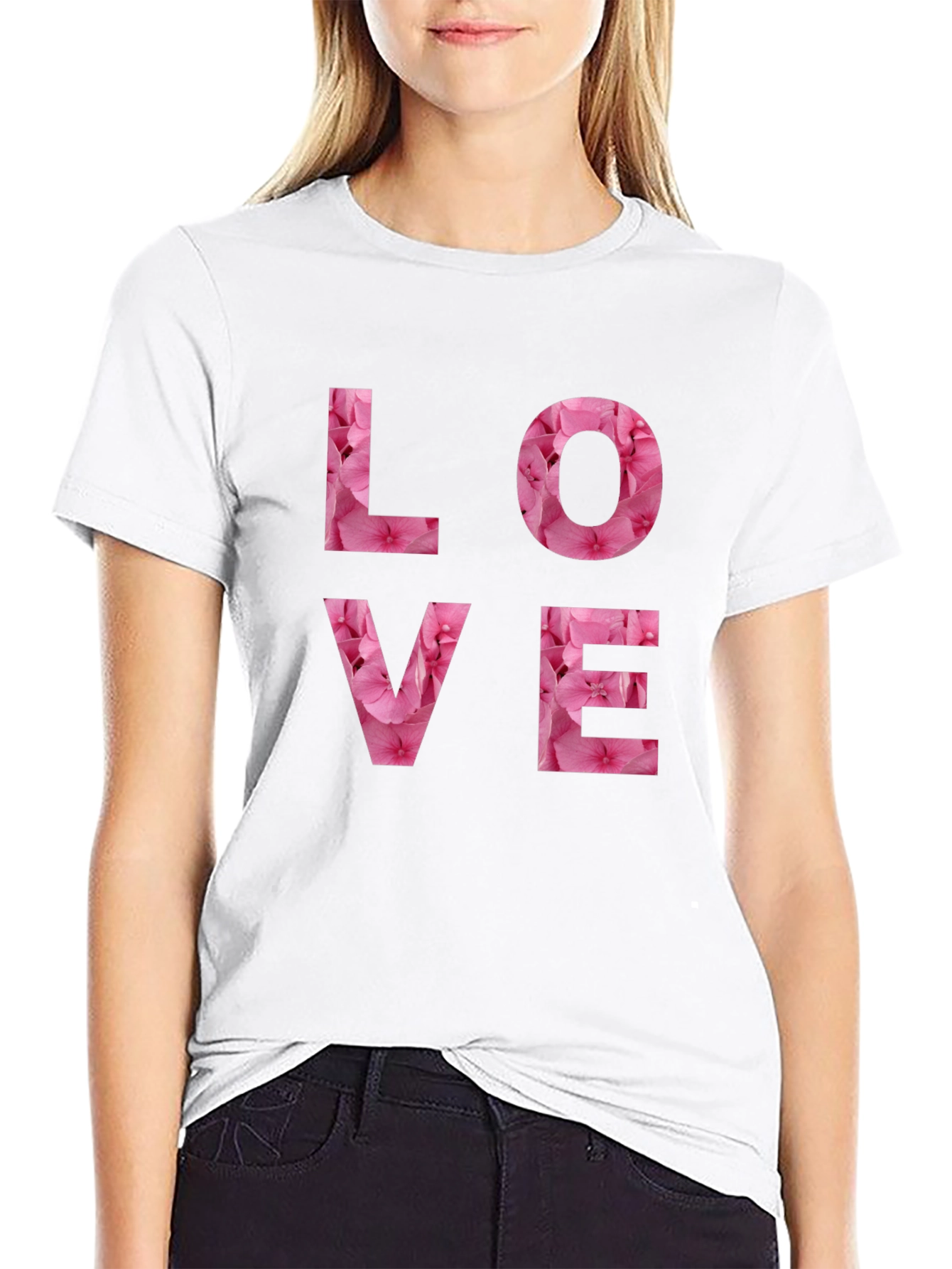 Camiseta Negra Amor Floral