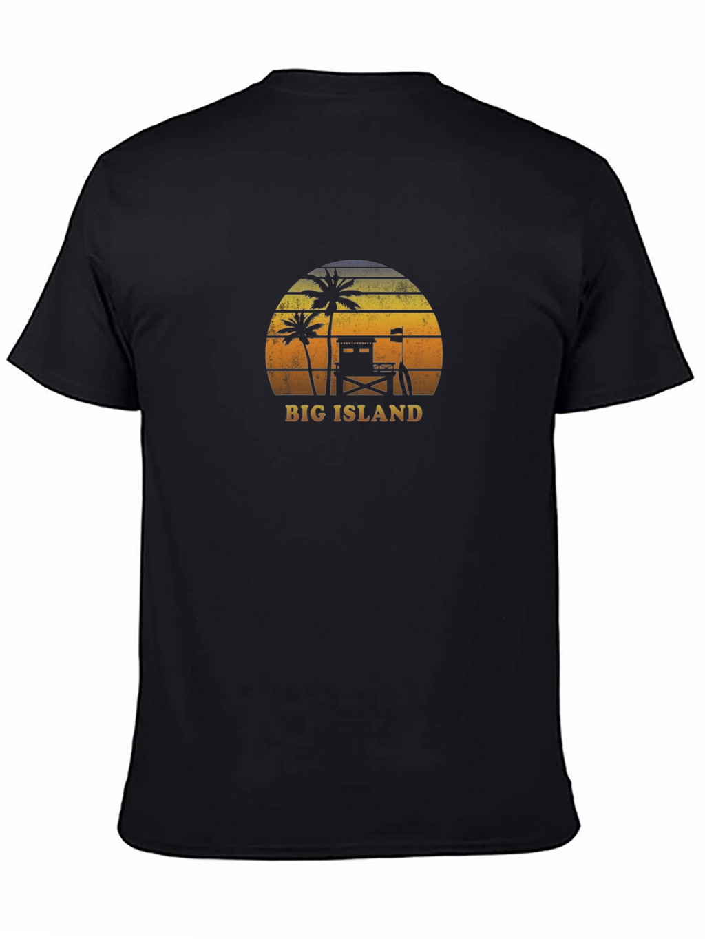Camiseta negra Big Island estilo retro playero