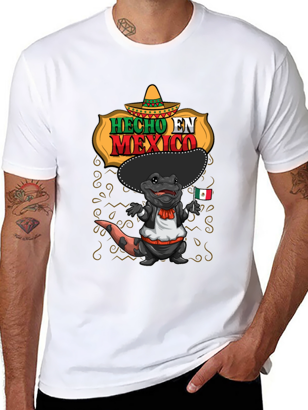 Camiseta Hecho en México con Ajolote Mariachi