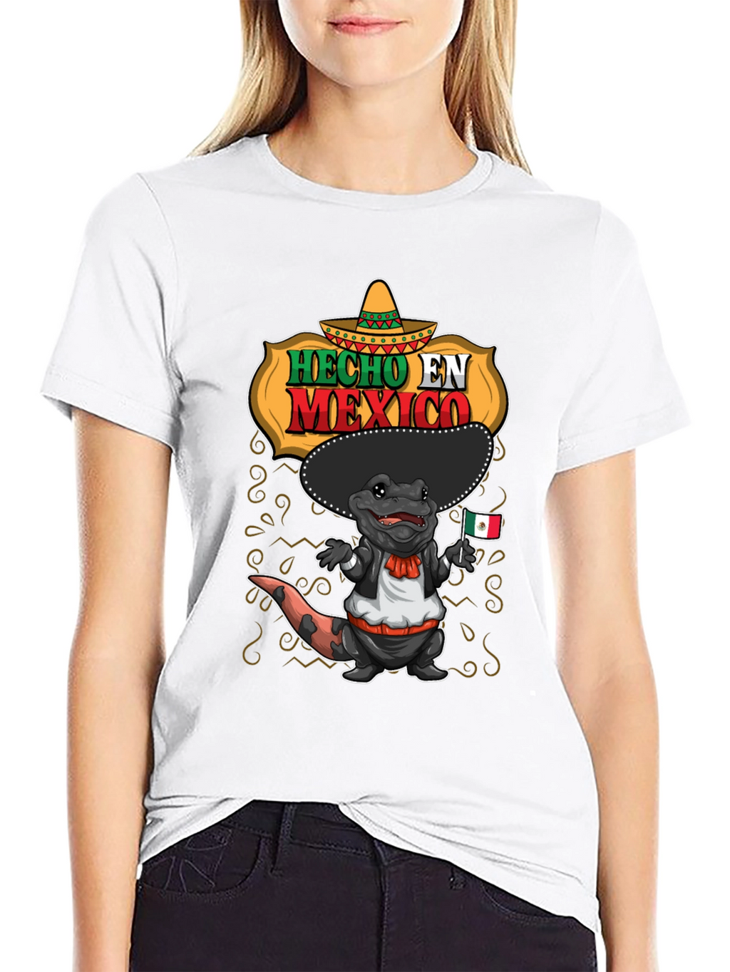 Camiseta Hecho en México con Ajolote Mariachi