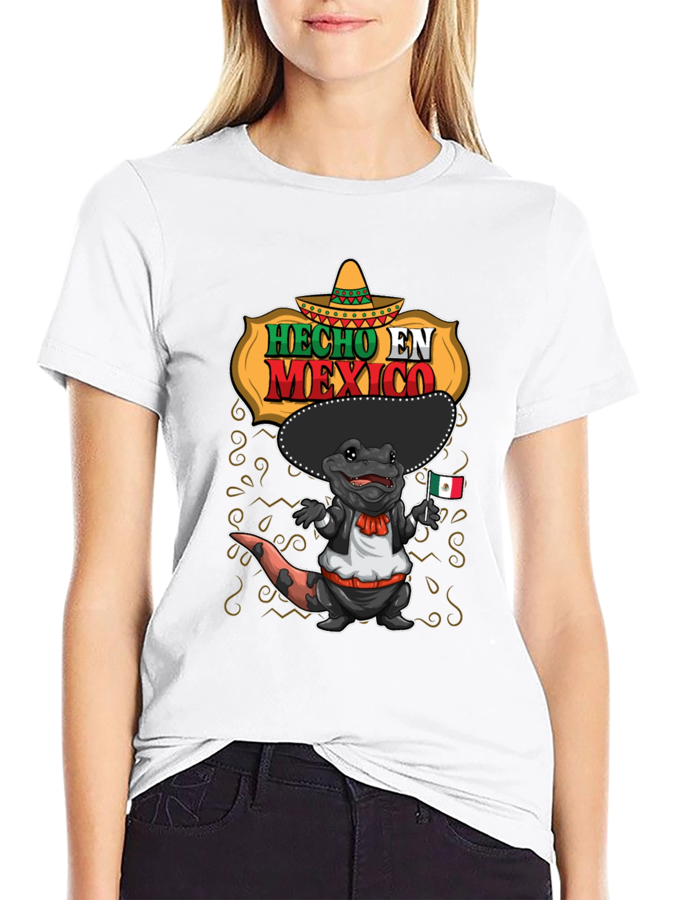 Camiseta Hecho en México con Ajolote Mariachi