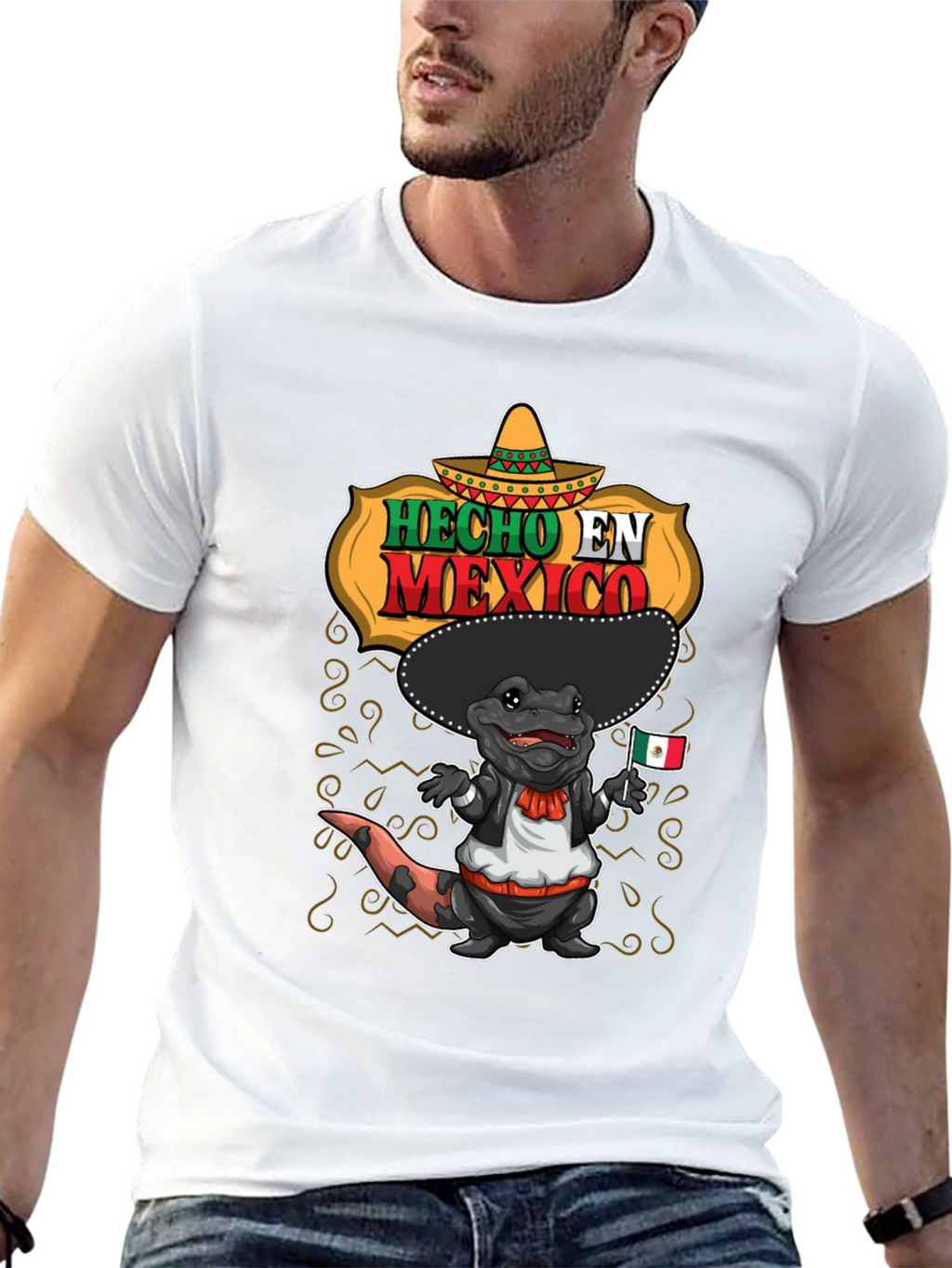 Camiseta Hecho en México con Ajolote Mariachi
