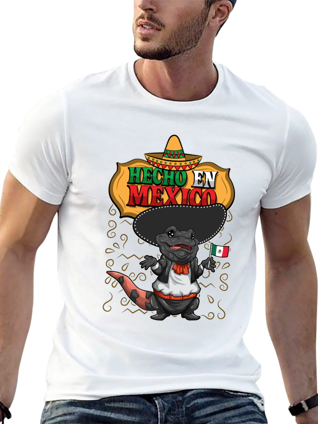 Camiseta Hecho en México con Ajolote Mariachi