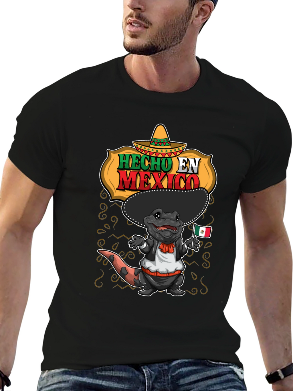 Camiseta Hecho en México con Ajolote Mariachi