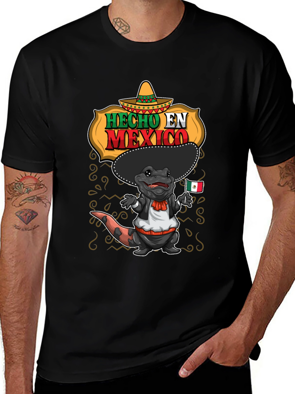 Camiseta Hecho en México con Ajolote Mariachi