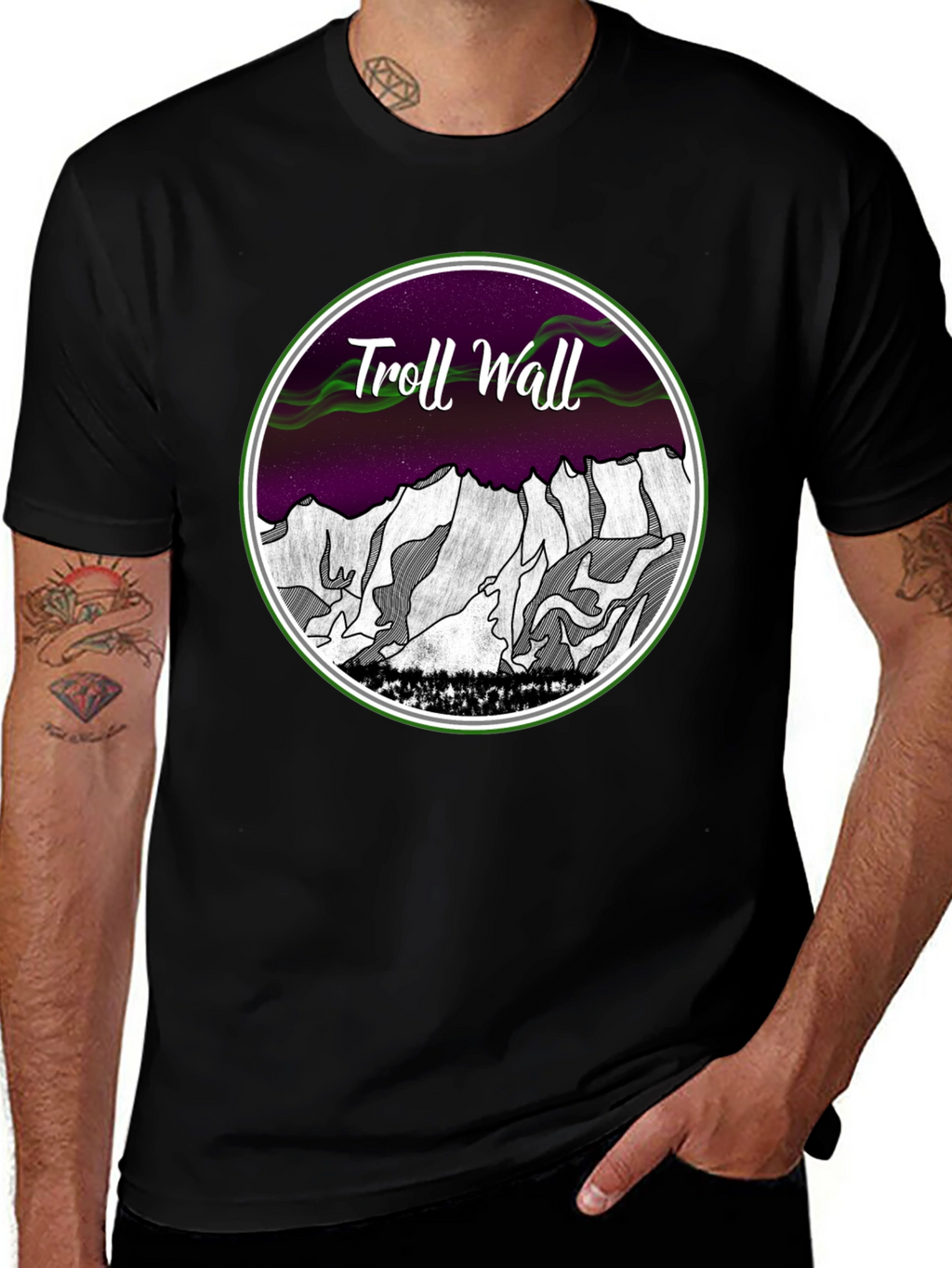 Camiseta Hombre Troll Wall Diseño Montaña