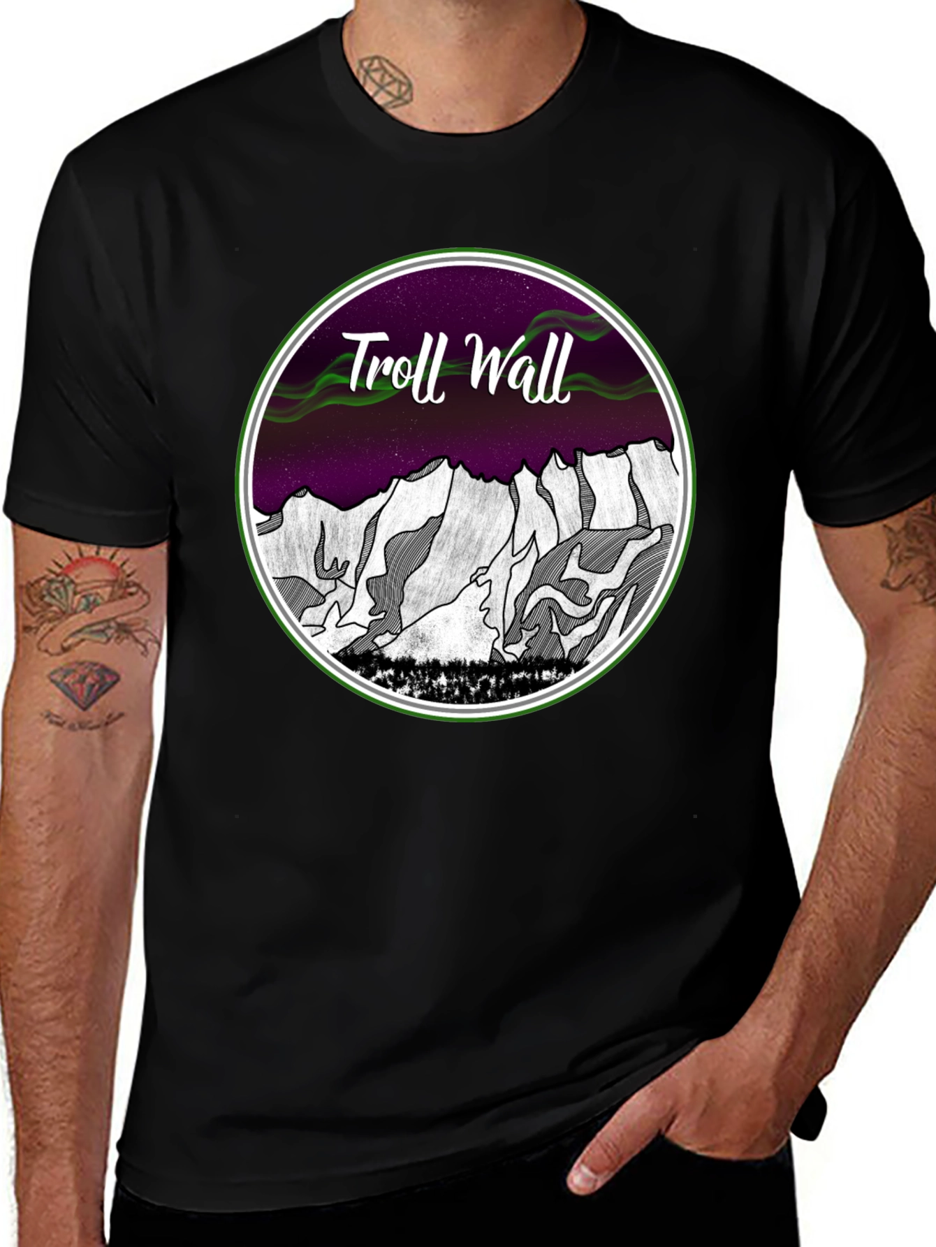 Camiseta Hombre Troll Wall Diseño Montaña