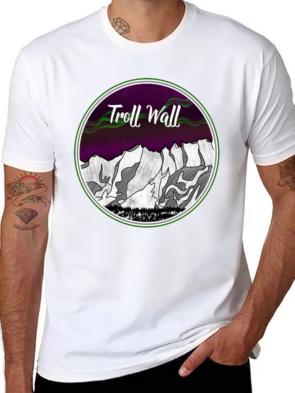 Camiseta Hombre Troll Wall Diseño Montaña
