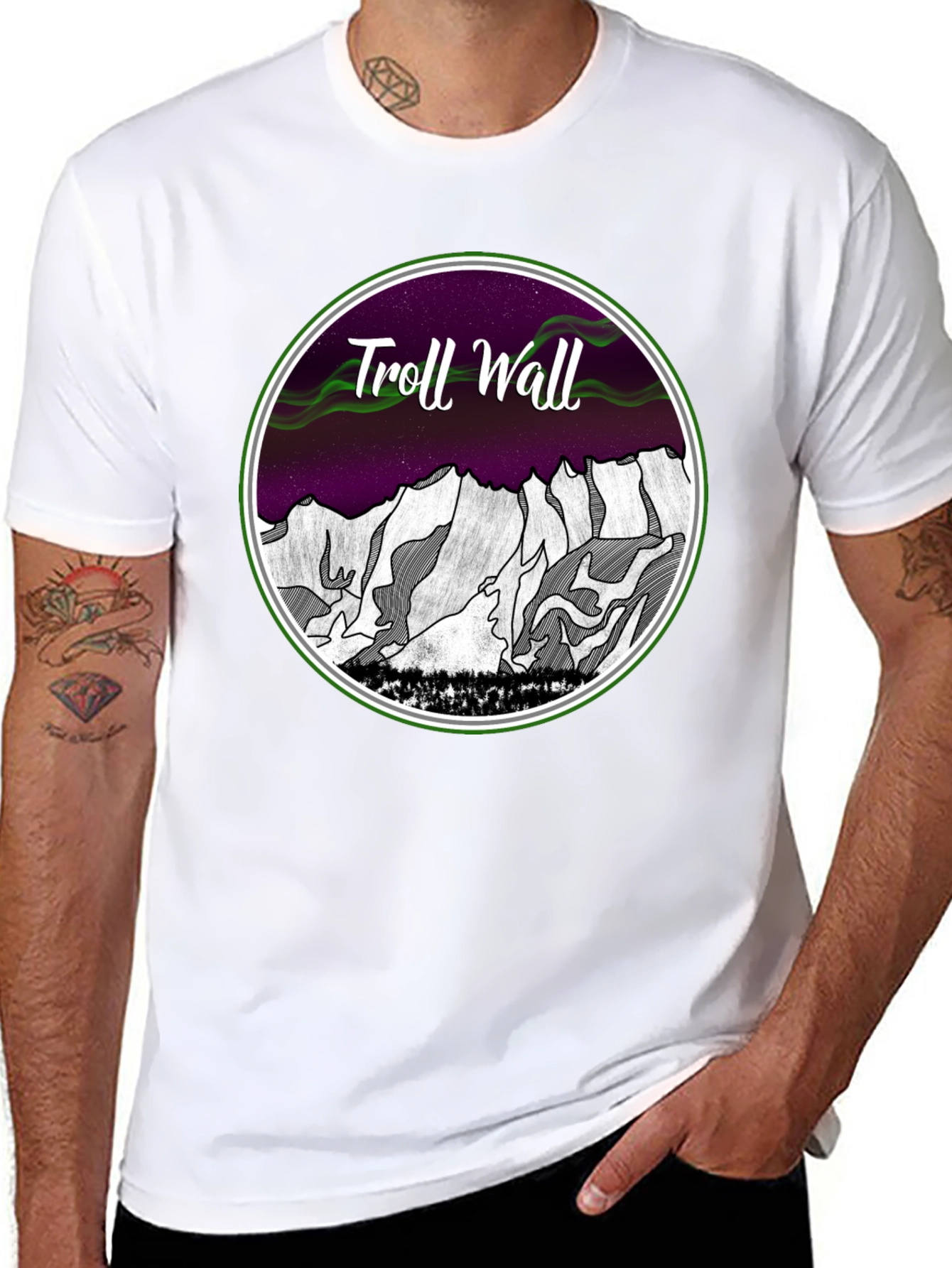 Camiseta Hombre Troll Wall Diseño Montaña