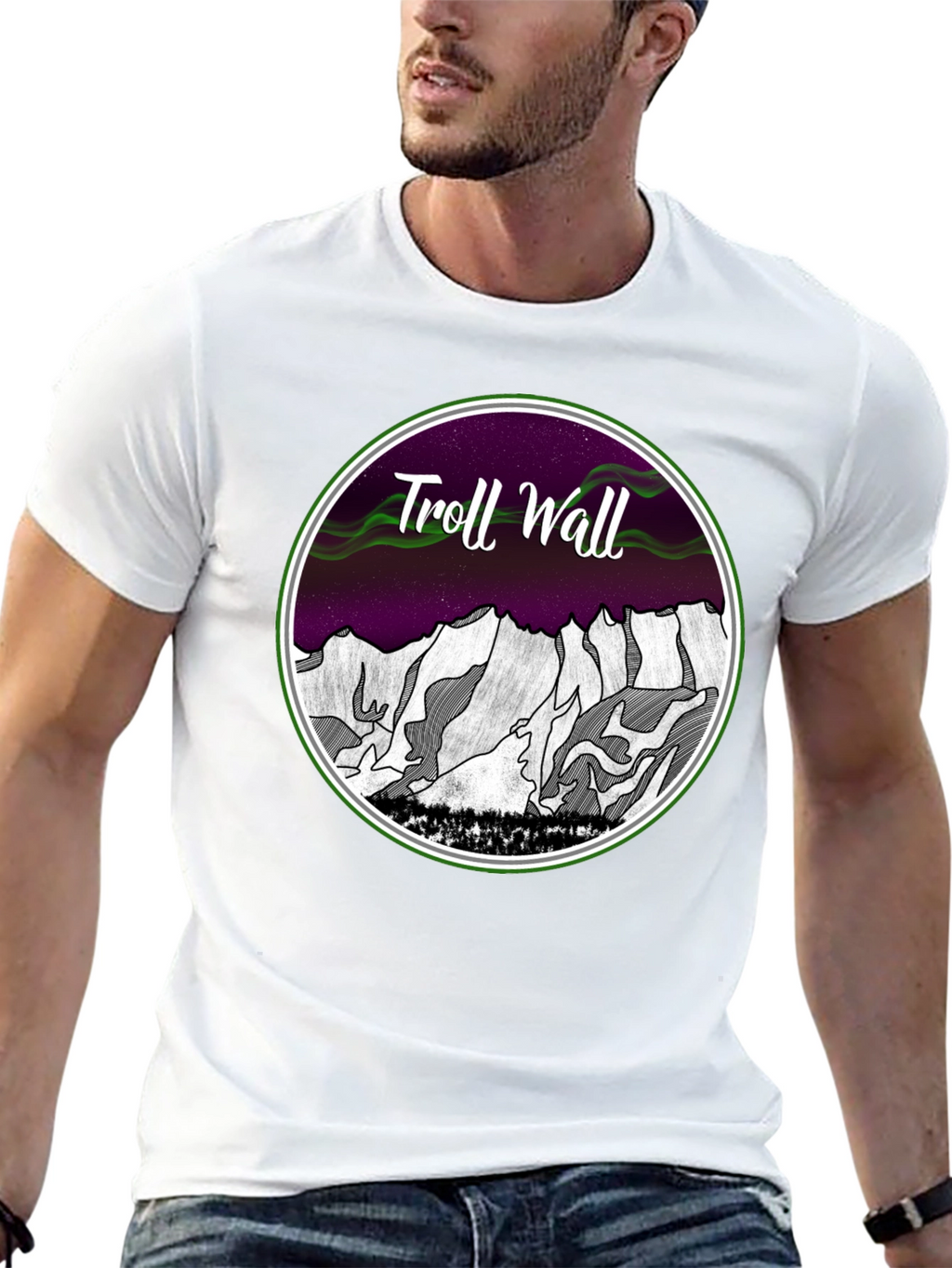 Camiseta Hombre Troll Wall Diseño Montaña