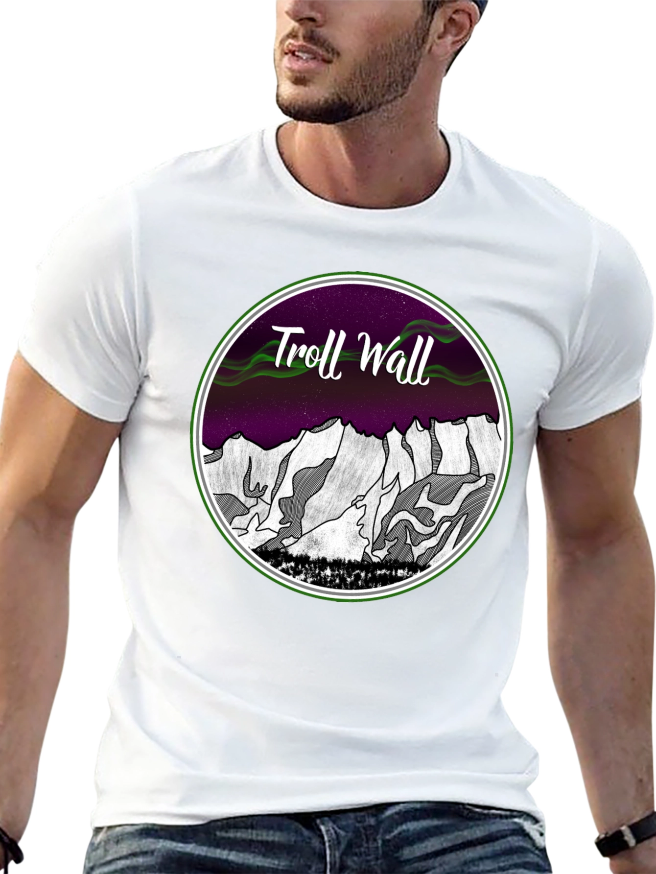 Camiseta Hombre Troll Wall Diseño Montaña