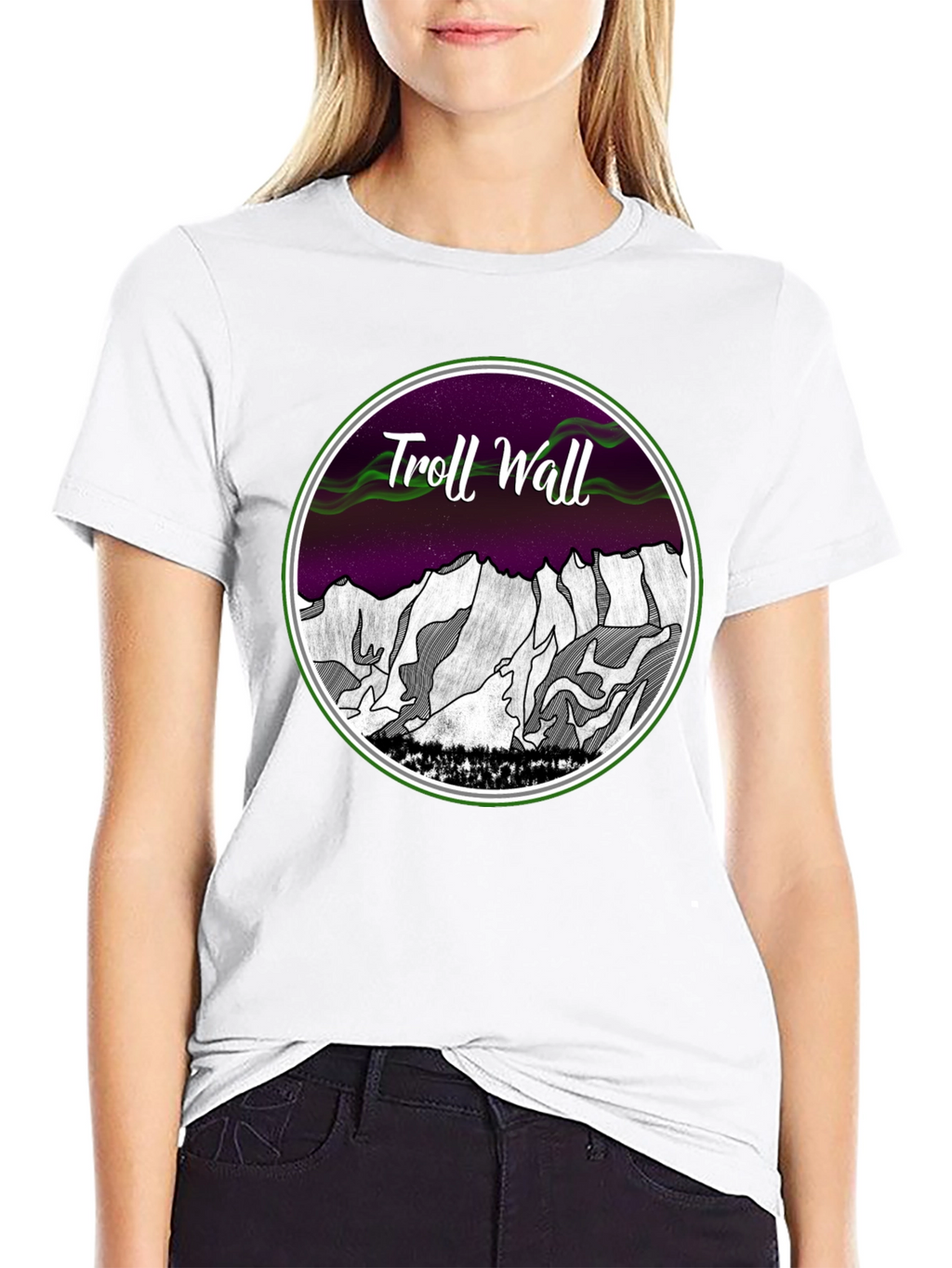 Camiseta Hombre Troll Wall Diseño Montaña