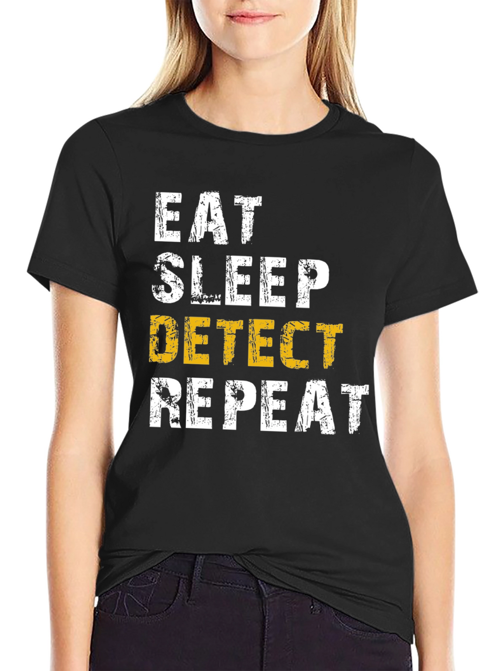Camiseta Hombre: Come Duerme Detecta Repite