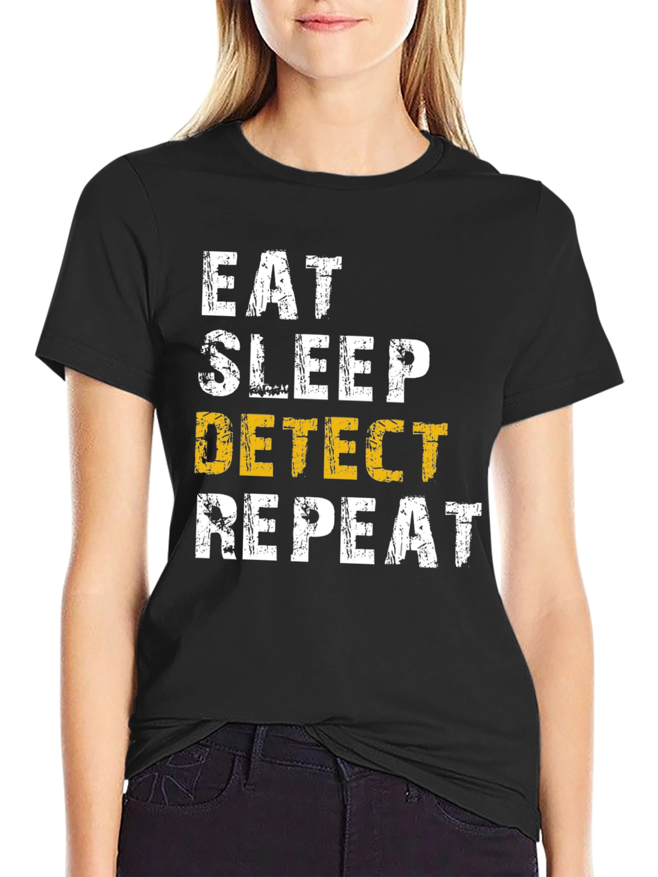 Camiseta Hombre: Come Duerme Detecta Repite