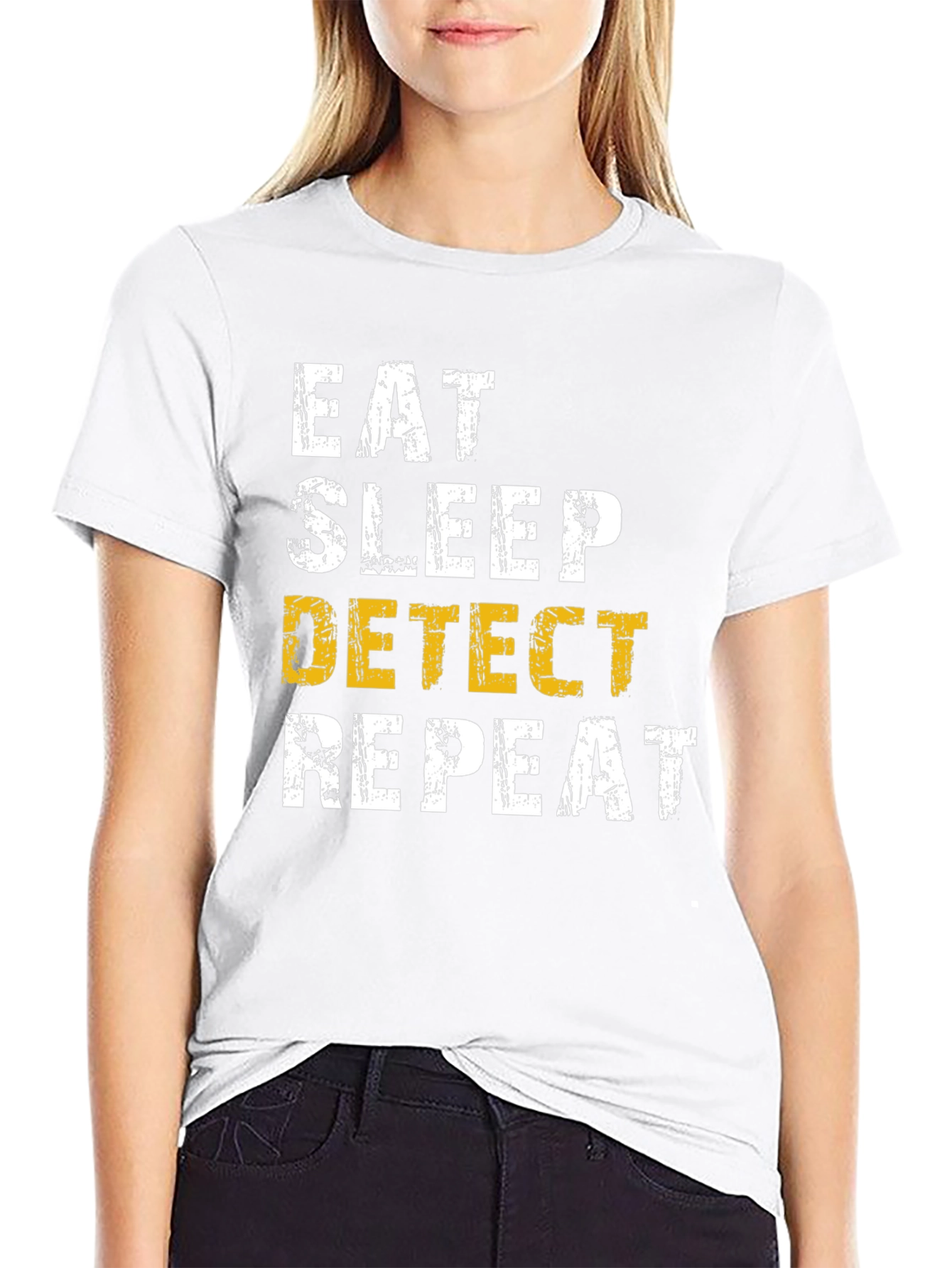 Camiseta Hombre: Come Duerme Detecta Repite
