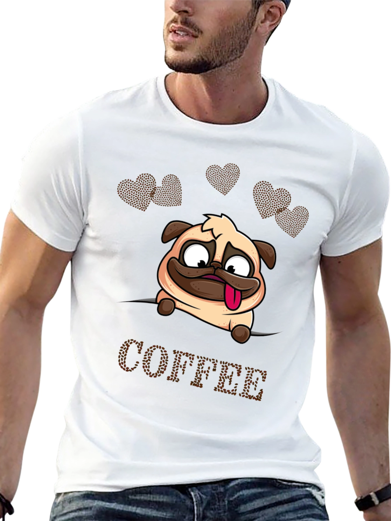 Camiseta Hombre Pug y Café