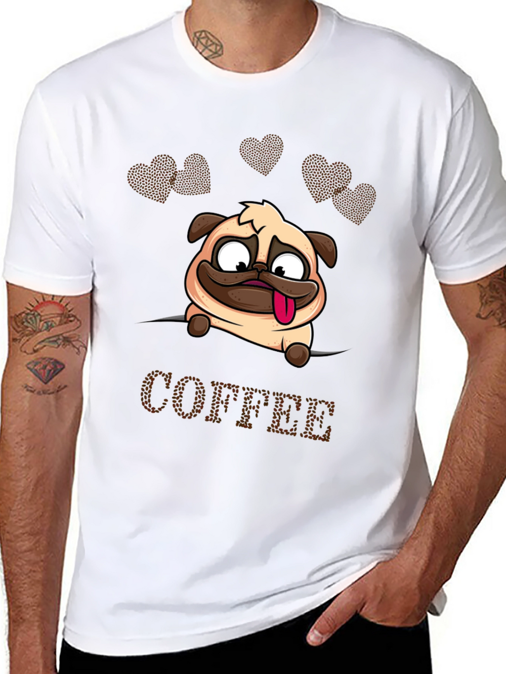 Camiseta Hombre Pug y Café