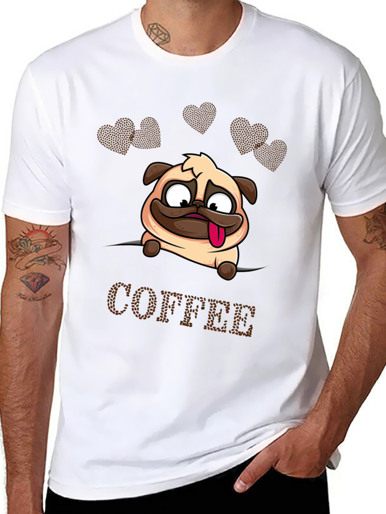 Camiseta Hombre Pug y Café