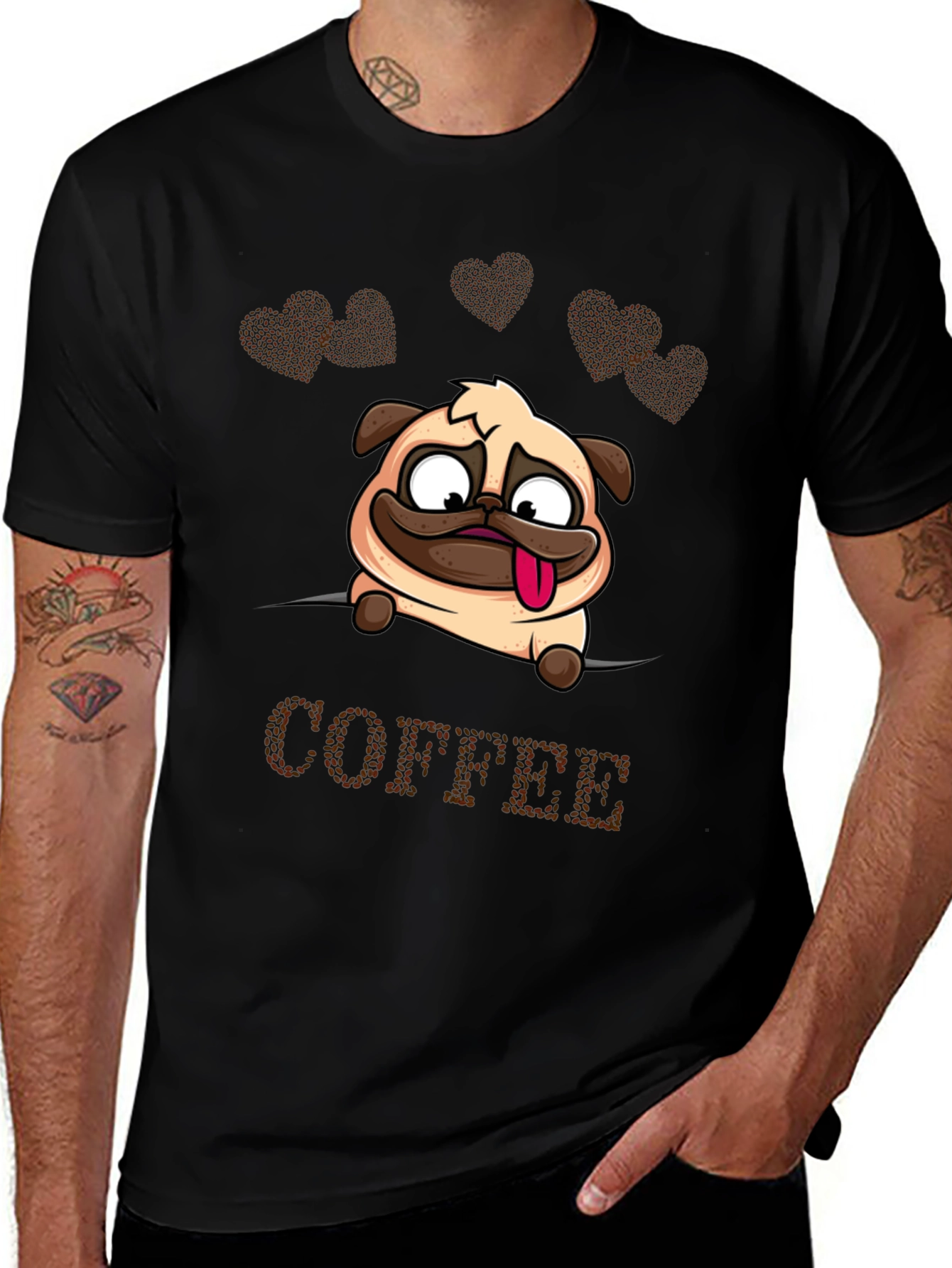 Camiseta Hombre Pug y Café