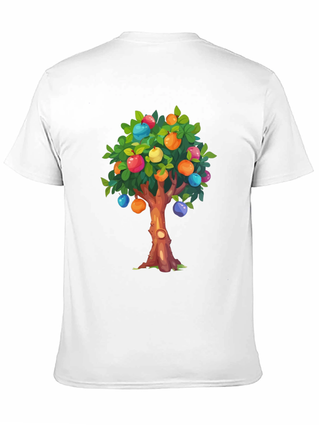 Camiseta Negra con Árbol Frutal de Dibujos Animados