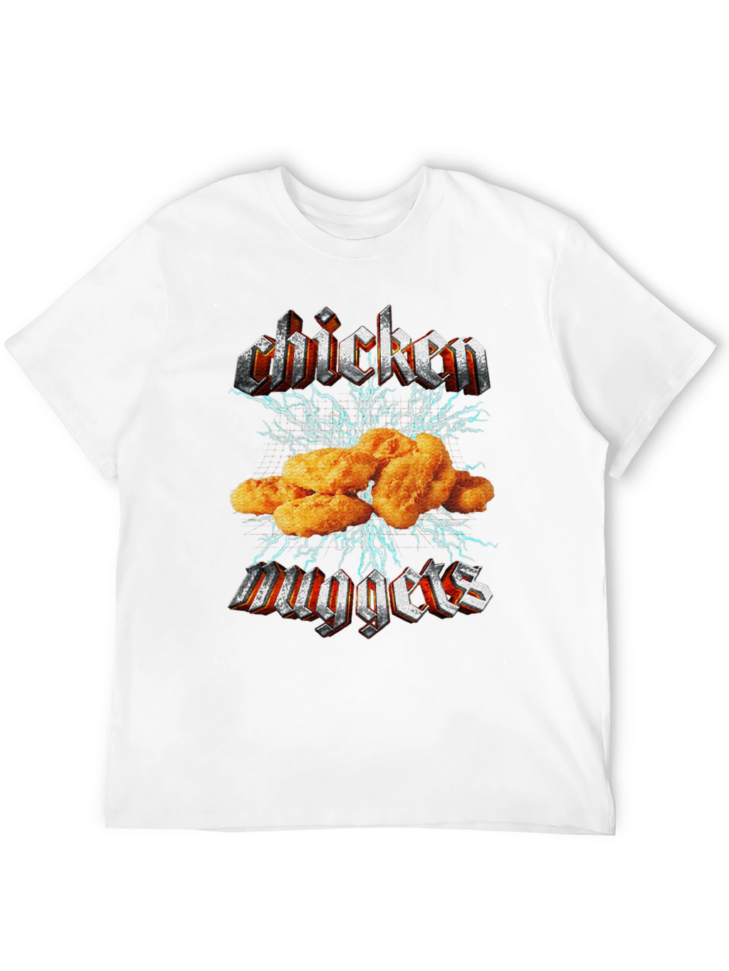 Camiseta Negra Chicken Nuggets Estilo Heavy Metal