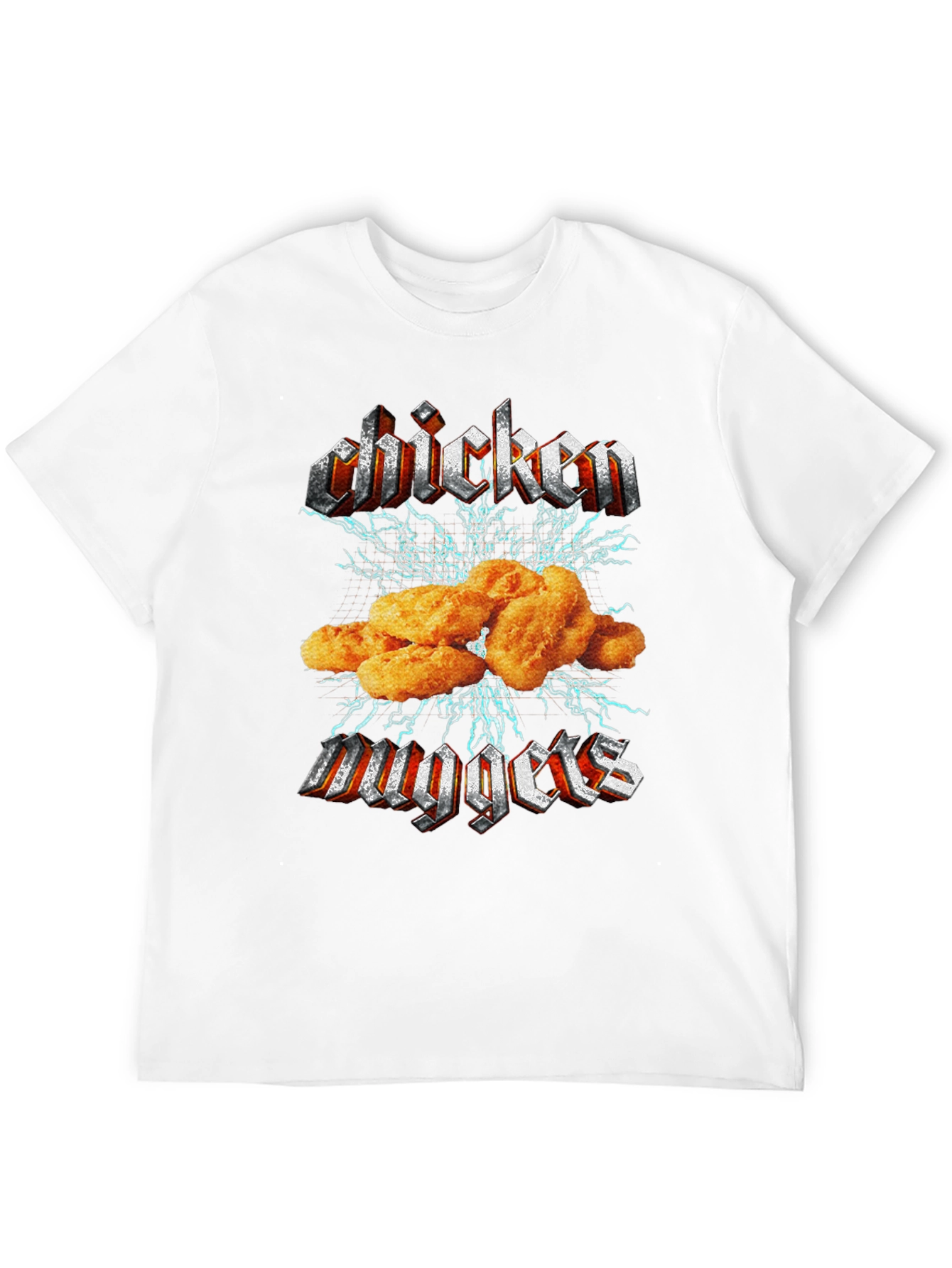 Camiseta Negra Chicken Nuggets Estilo Heavy Metal