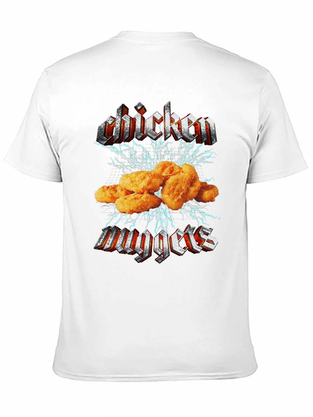 Camiseta Negra Chicken Nuggets Estilo Heavy Metal