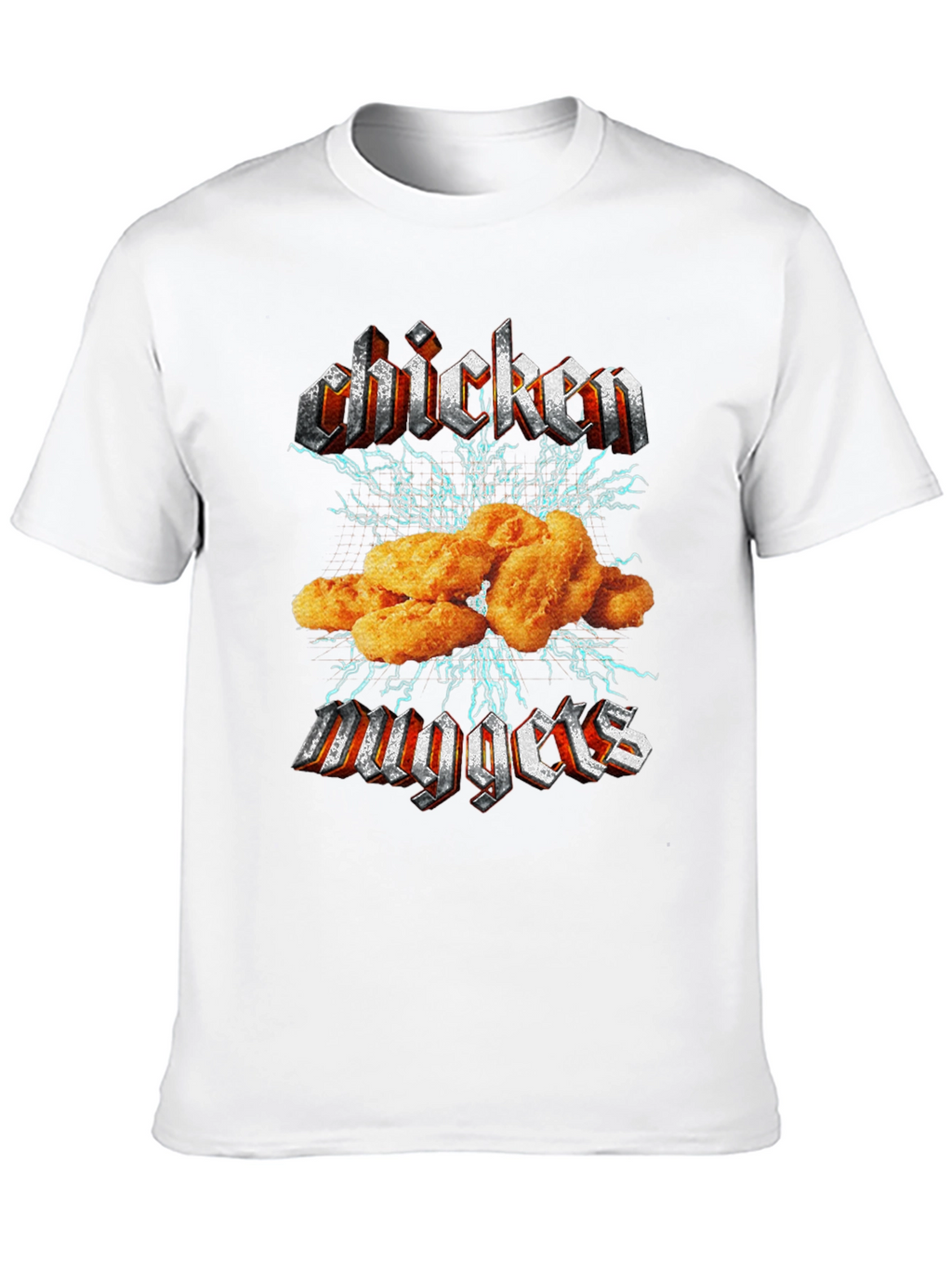 Camiseta Negra Chicken Nuggets Estilo Heavy Metal