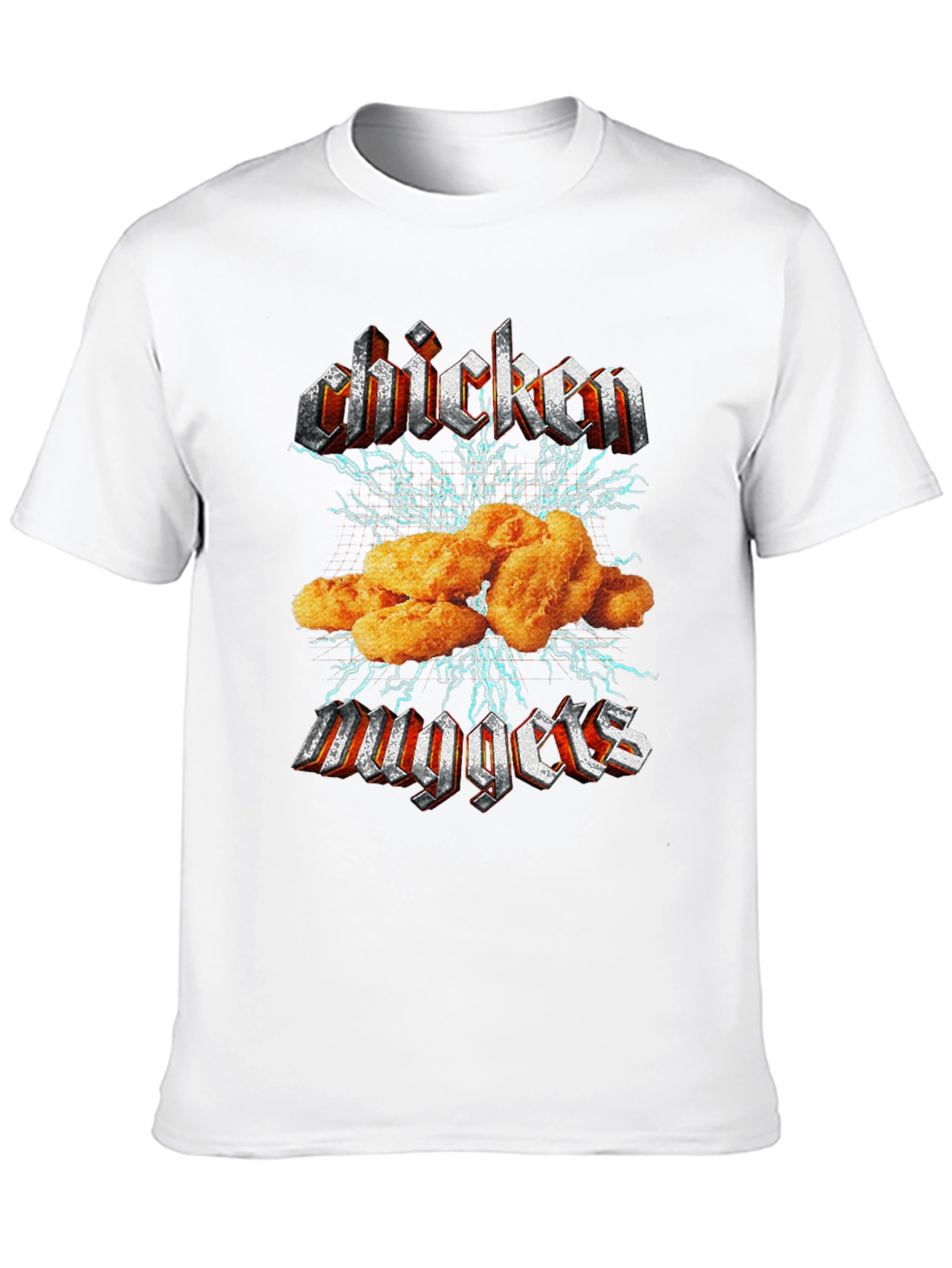 Camiseta Negra Chicken Nuggets Estilo Heavy Metal