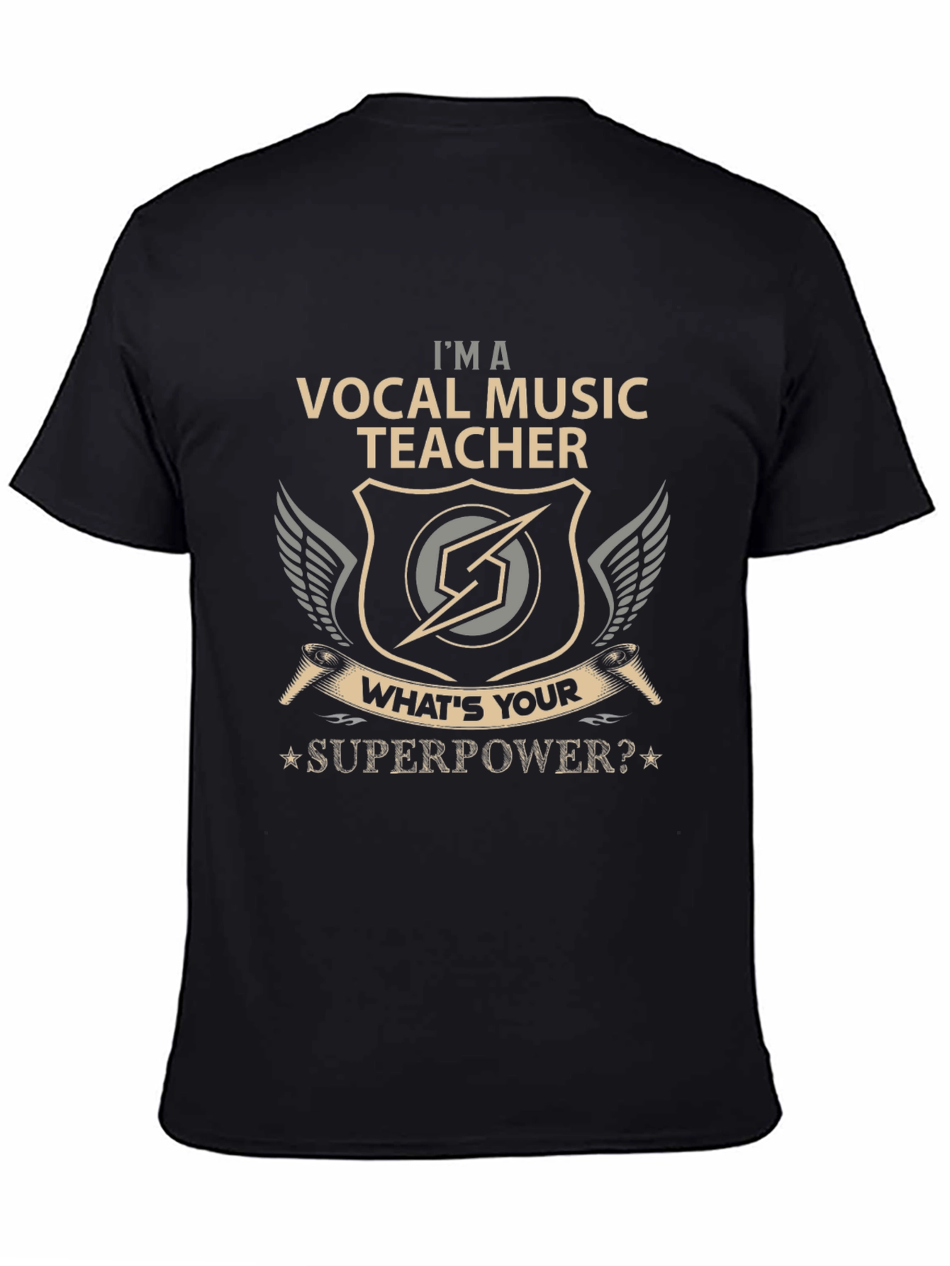 Camiseta Negra Vocal Music Teacher Superpower