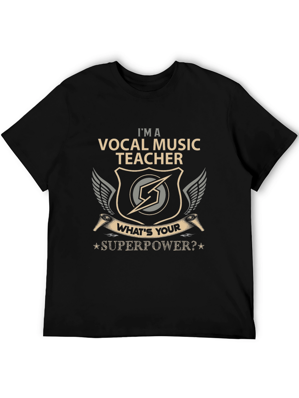 Camiseta Negra Vocal Music Teacher Superpower